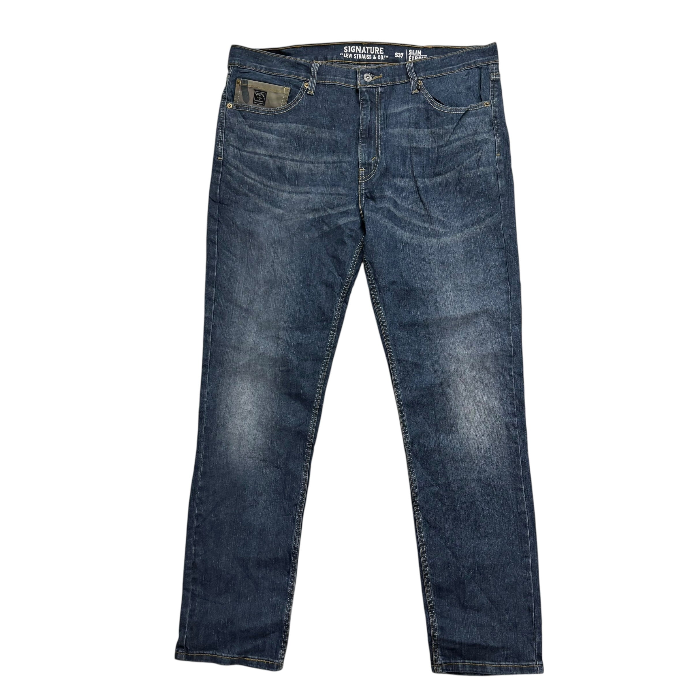 Levis Signature Jeans W38 L32 Mens Dark Blue Slim Straight Fit Stretch (E)