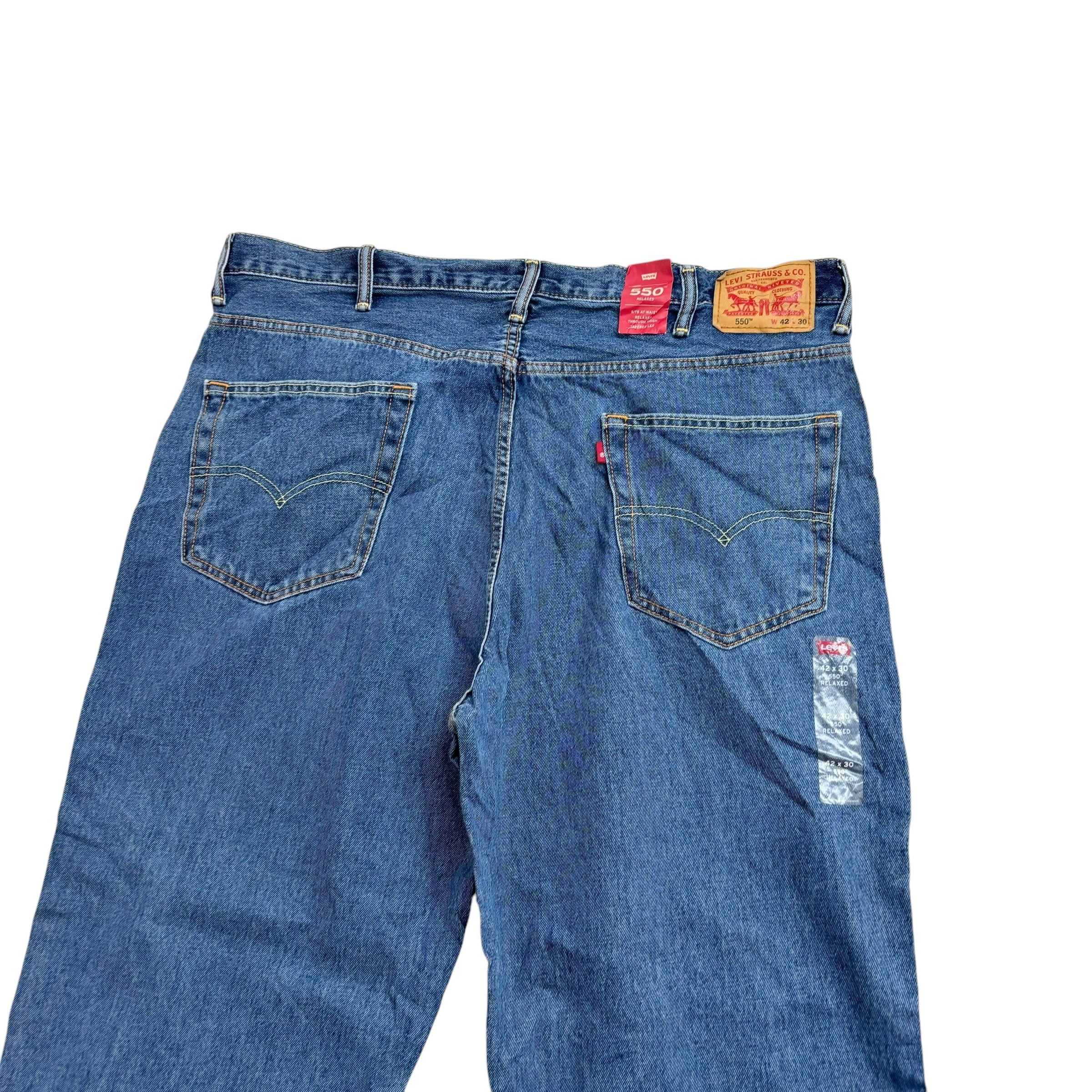 Levis 550 Jeans W42 L30 Mens Mid Blue Baggy Relaxed Straight Fit Denim