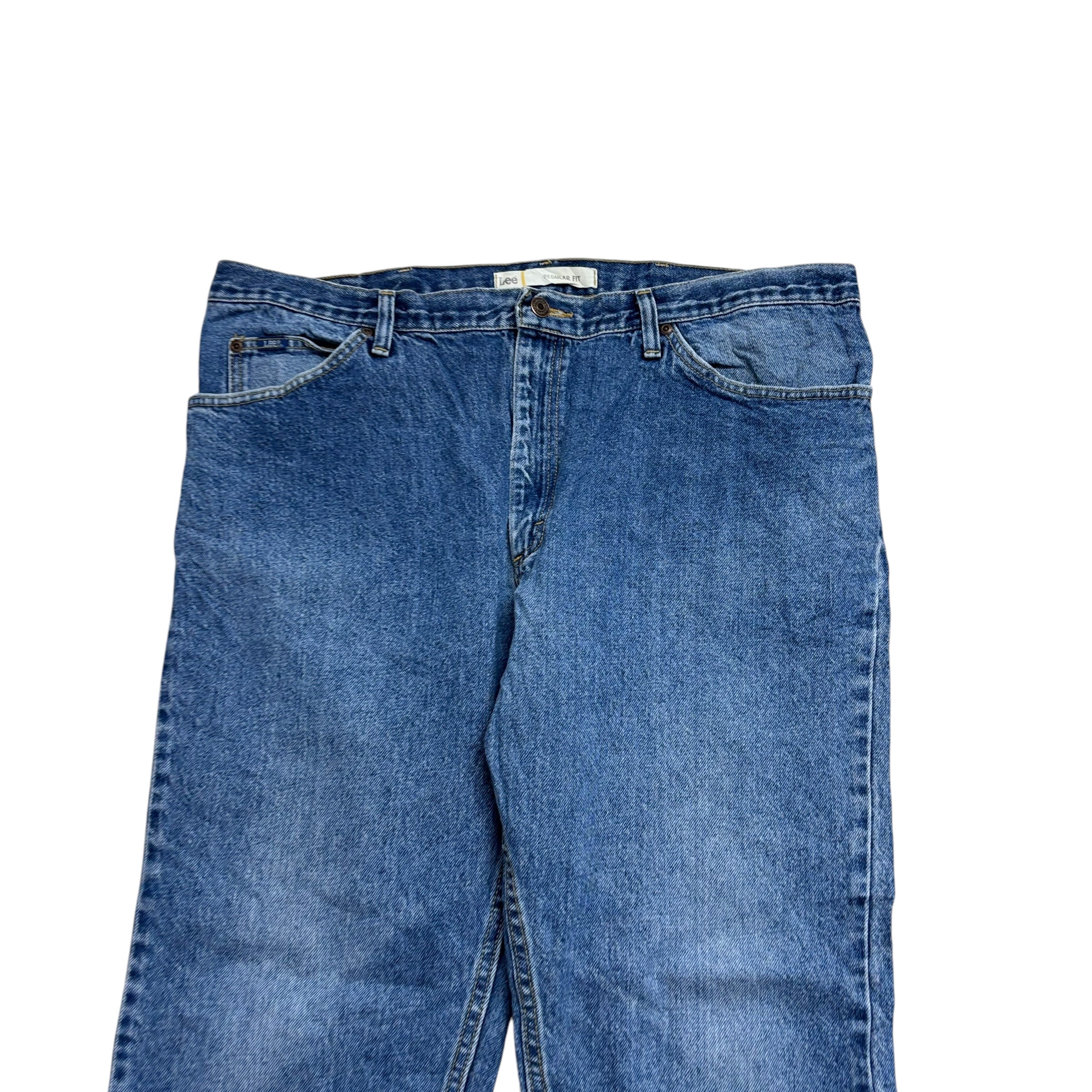 Lee Jeans W42 L30 Mens Mid Blue Regular Straight Fit Vintage Denim (E)