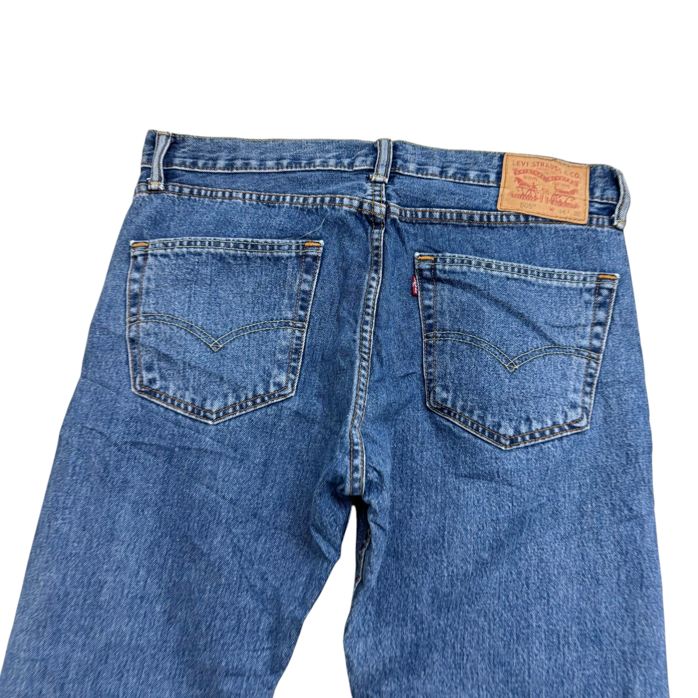 Levis 505 Jeans W34 L30 Mens Mid Blue Regular Straight Fit Denim (E)