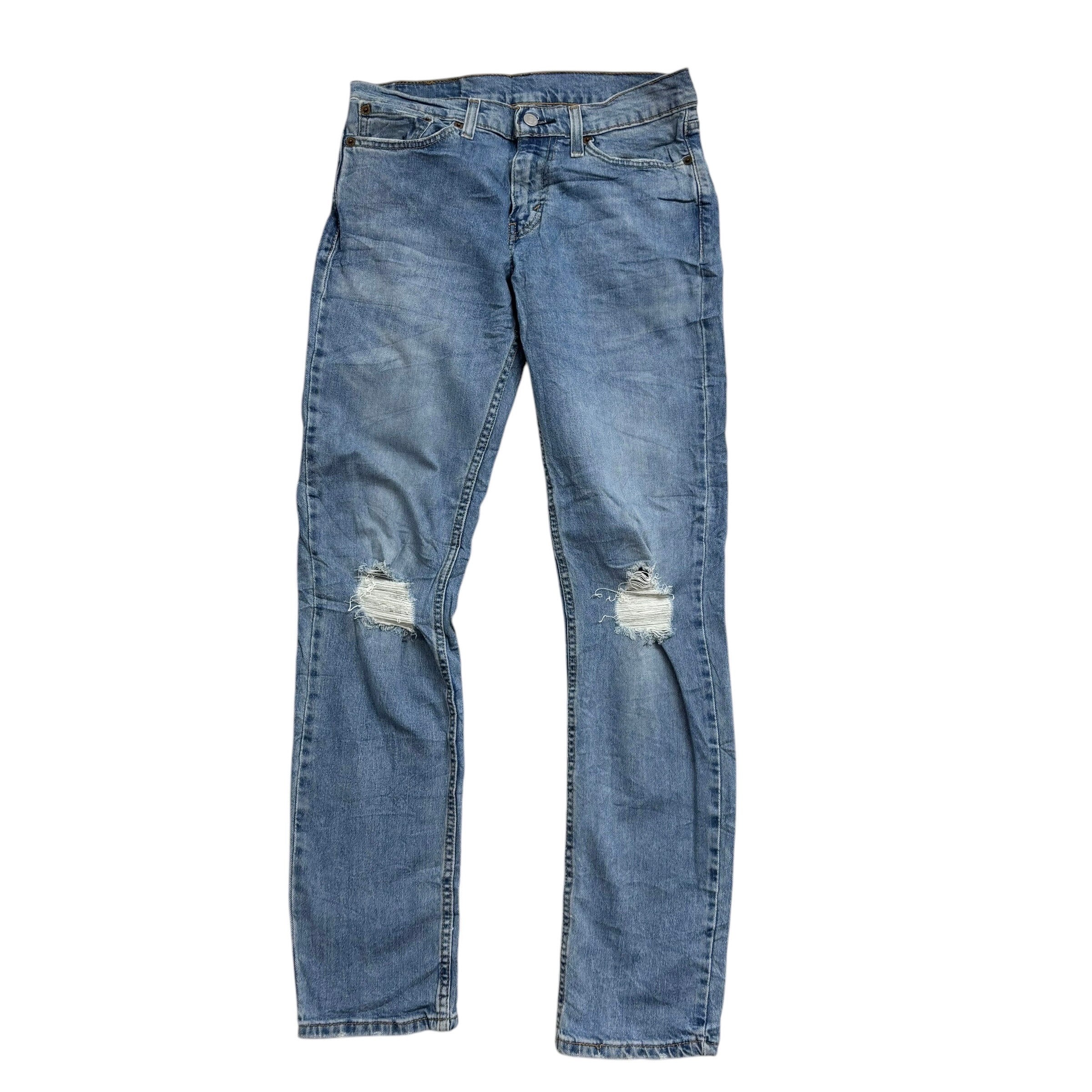 Levis 511 Jeans W29 L32 Mens Light Blue Slim Fit Stretch Distressed Denim