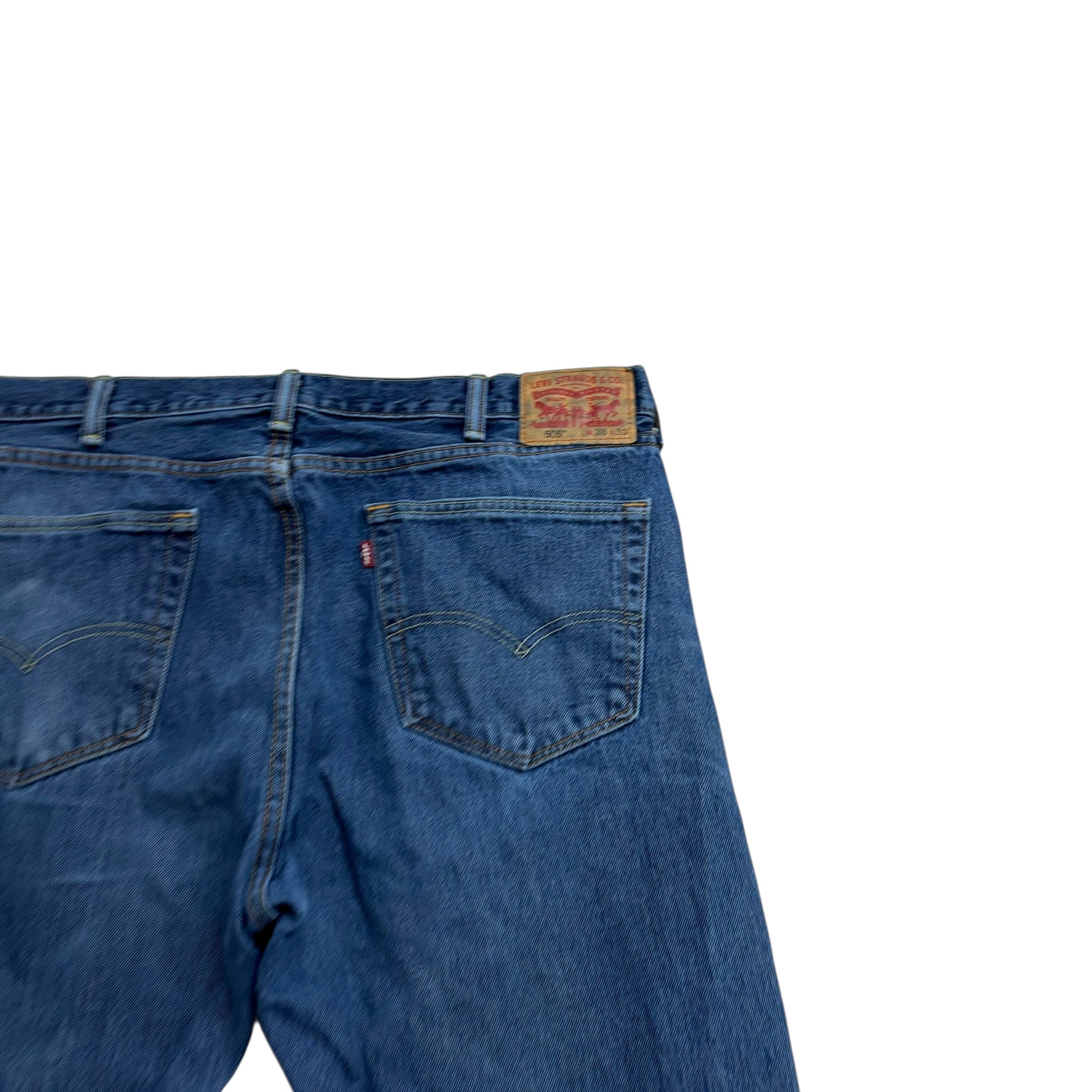 Levis 505 Jeans W38 L30 Mens Mid Blue Regular Straight Fit Denim (F)