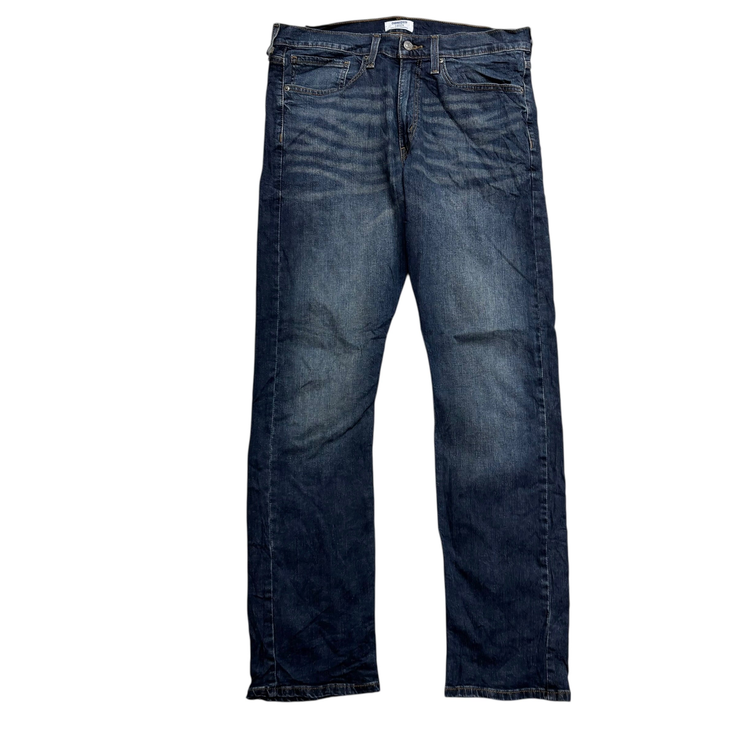 Levis Denizen Jeans W34 L32 Mens Dark Blue Slim Straight Fit Stretch Denim