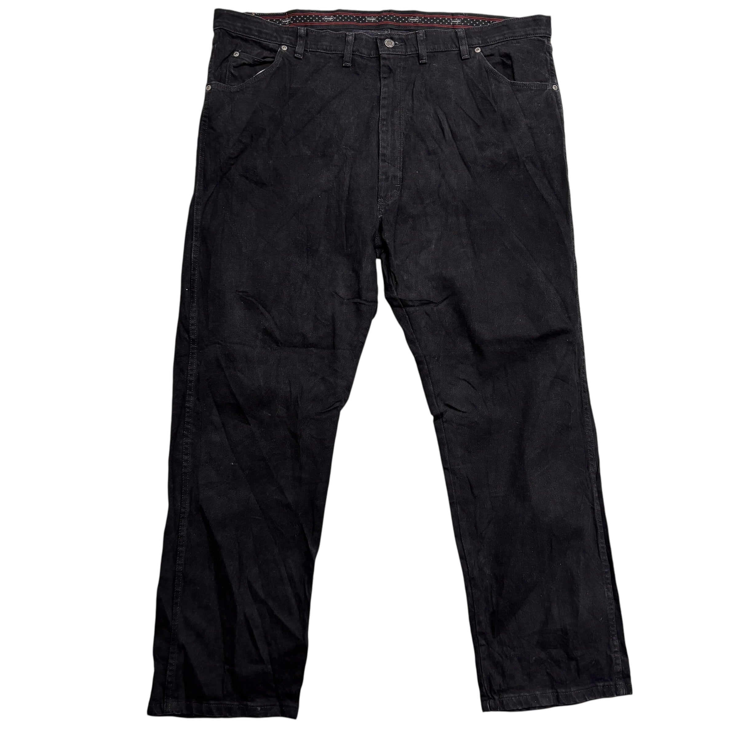 Wrangler Jeans W46 L30 Mens Black Regular Straight Fit Stretch Denim (E)