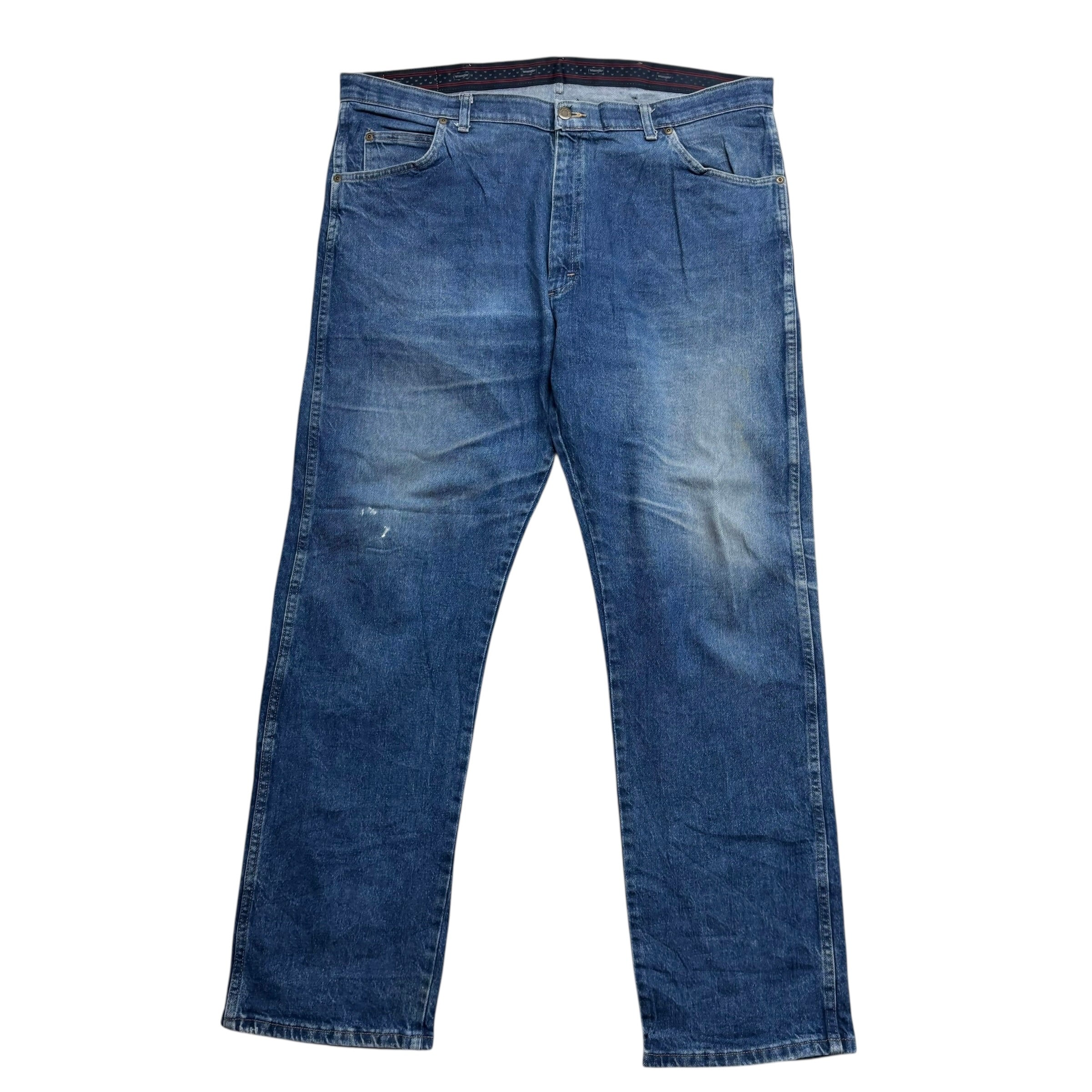 Wrangler Jeans W42 L32 Mens Mid Blue Regular Straight Fit Stretch Denim