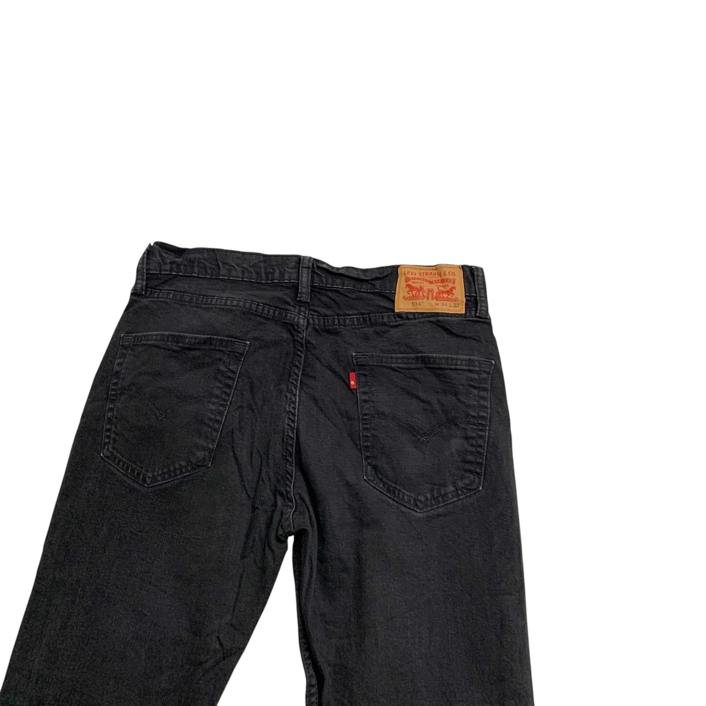 Levis 514 Jeans W33 L32 Mens Black Regular Straight Fit Stretch Denim