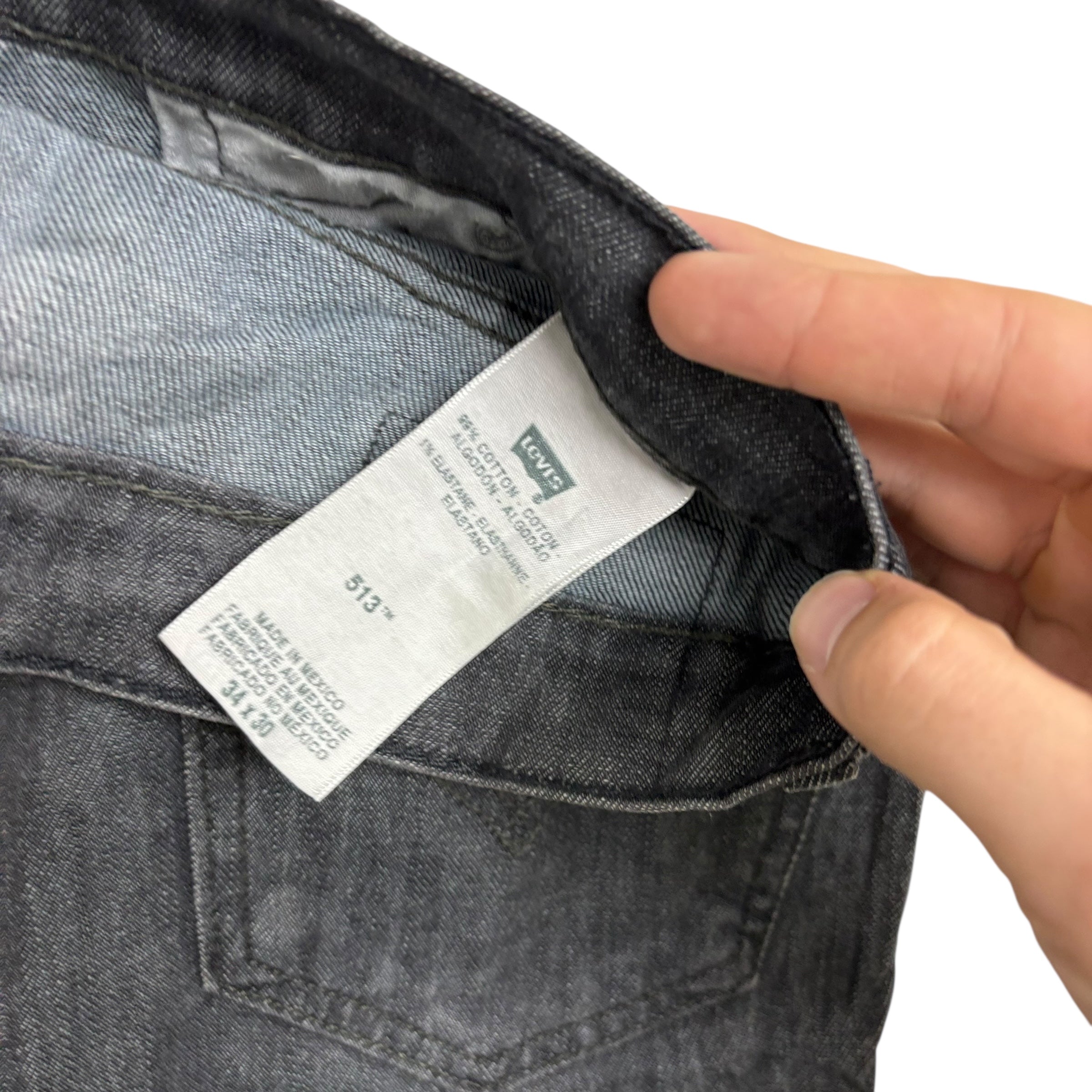 Levis 514 Jeans W35 L30 Mens Grey Slim Straight Fit Stretch Vintage Denim