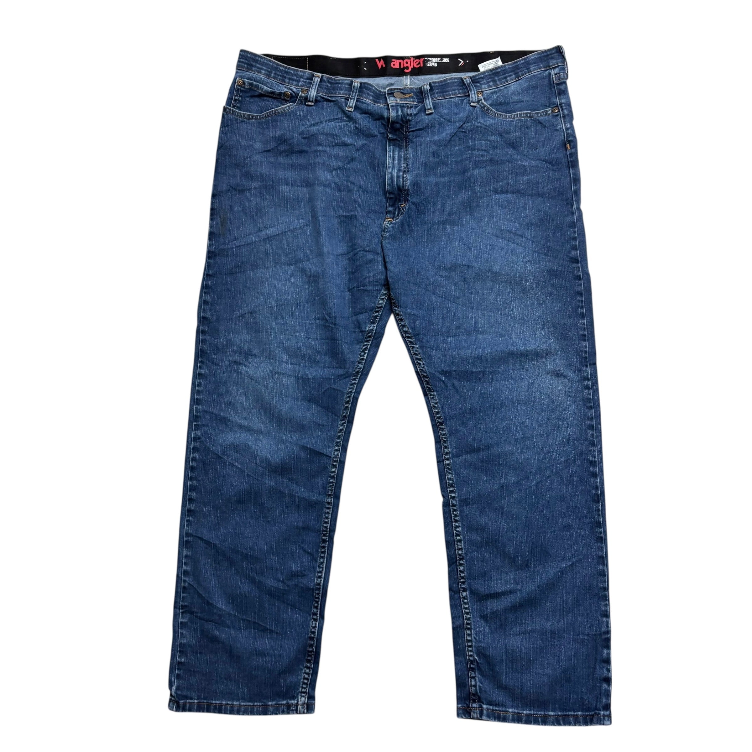 Wrangler Jeans W46 L30 Mens Dark Blue Regular Straight Fit Stretch Denim (E)