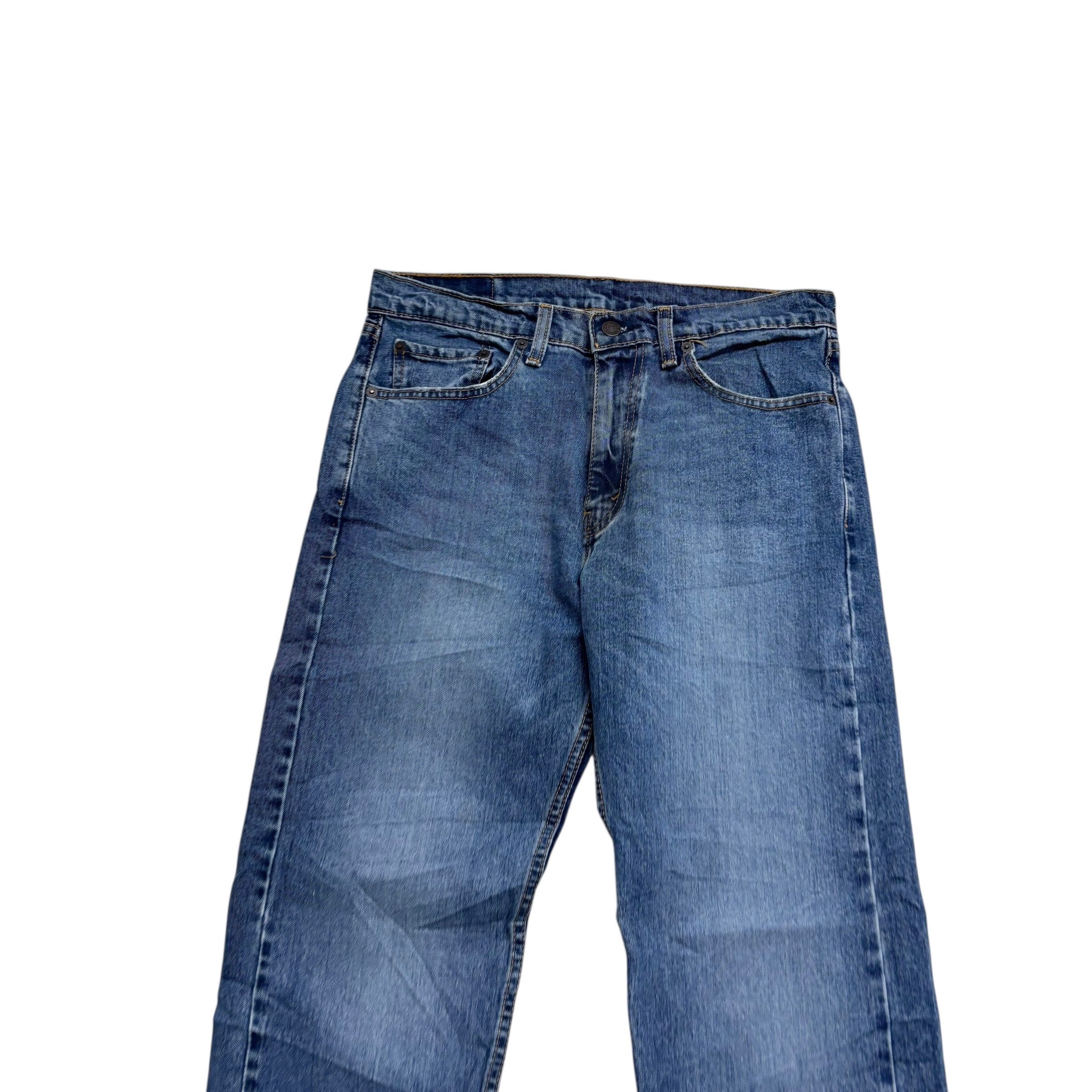 Levis 505 Jeans W32 L30 Mens Mid Blue Regular Straight Fit Stretch Denim (E)