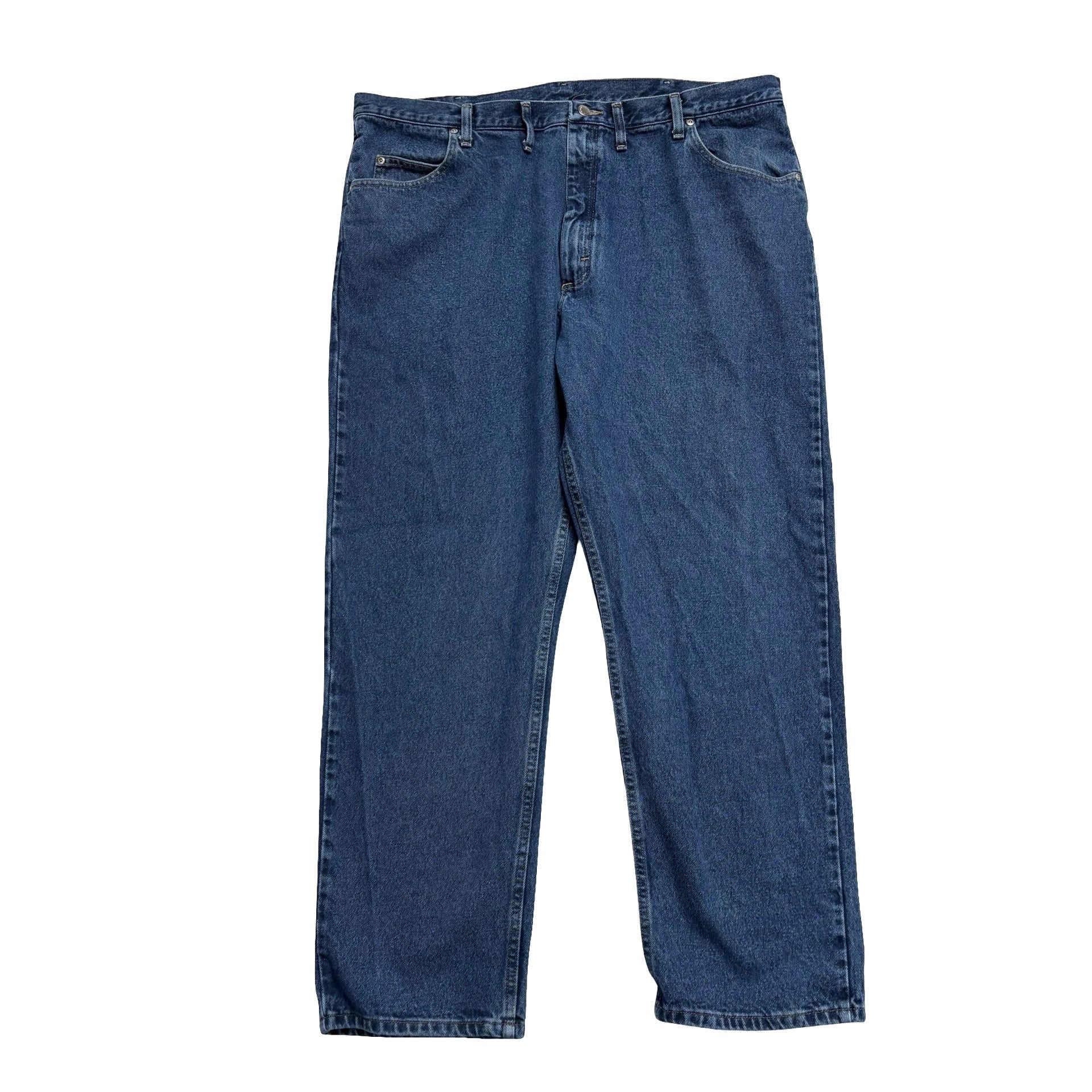 Wrangler Jeans W44 L32 Mens Mid Blue Relaxed Straight Fit Denim (E)