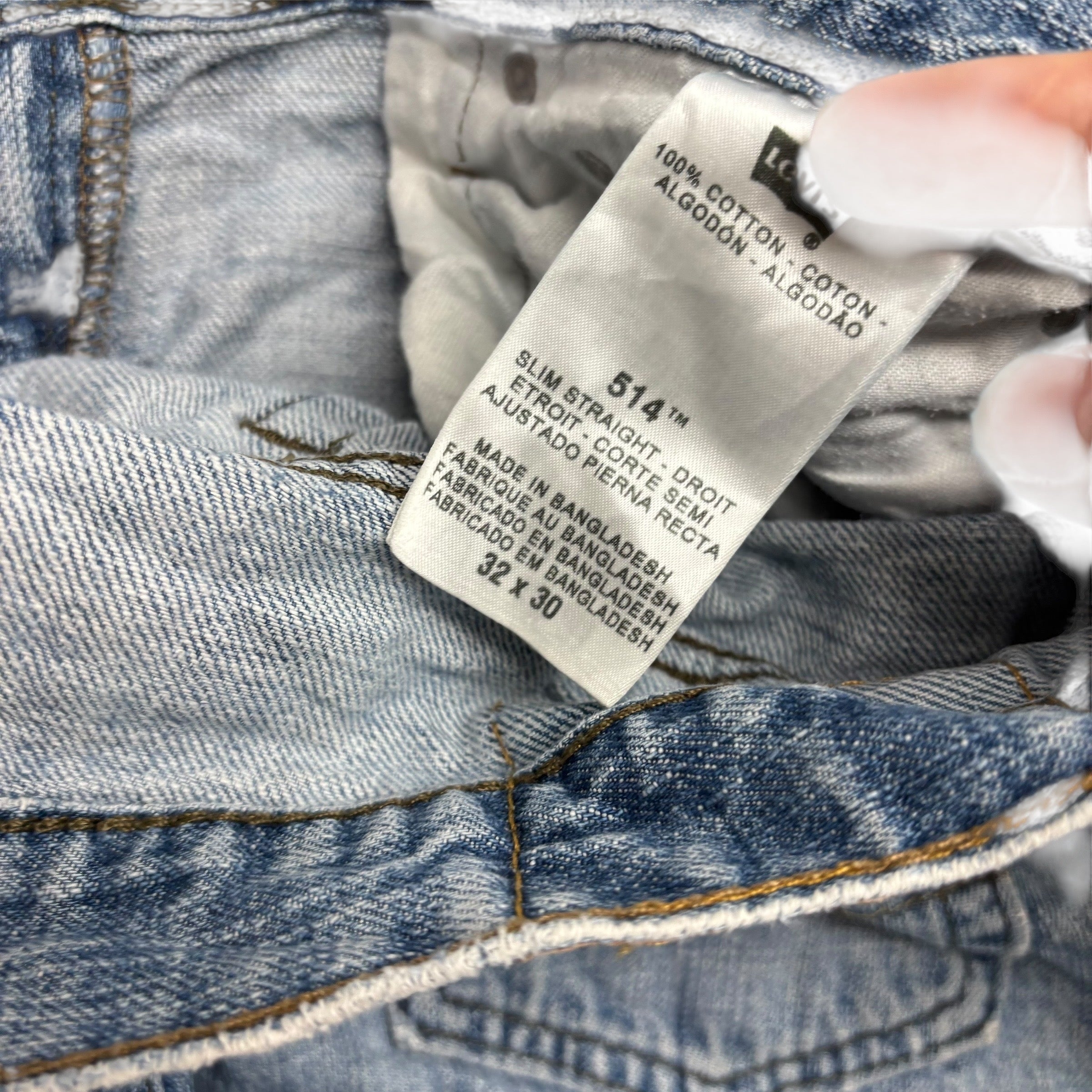 Levis 514 Jeans W32 L30 Mens Light Blue Regular Straight Fit Vintage Denim