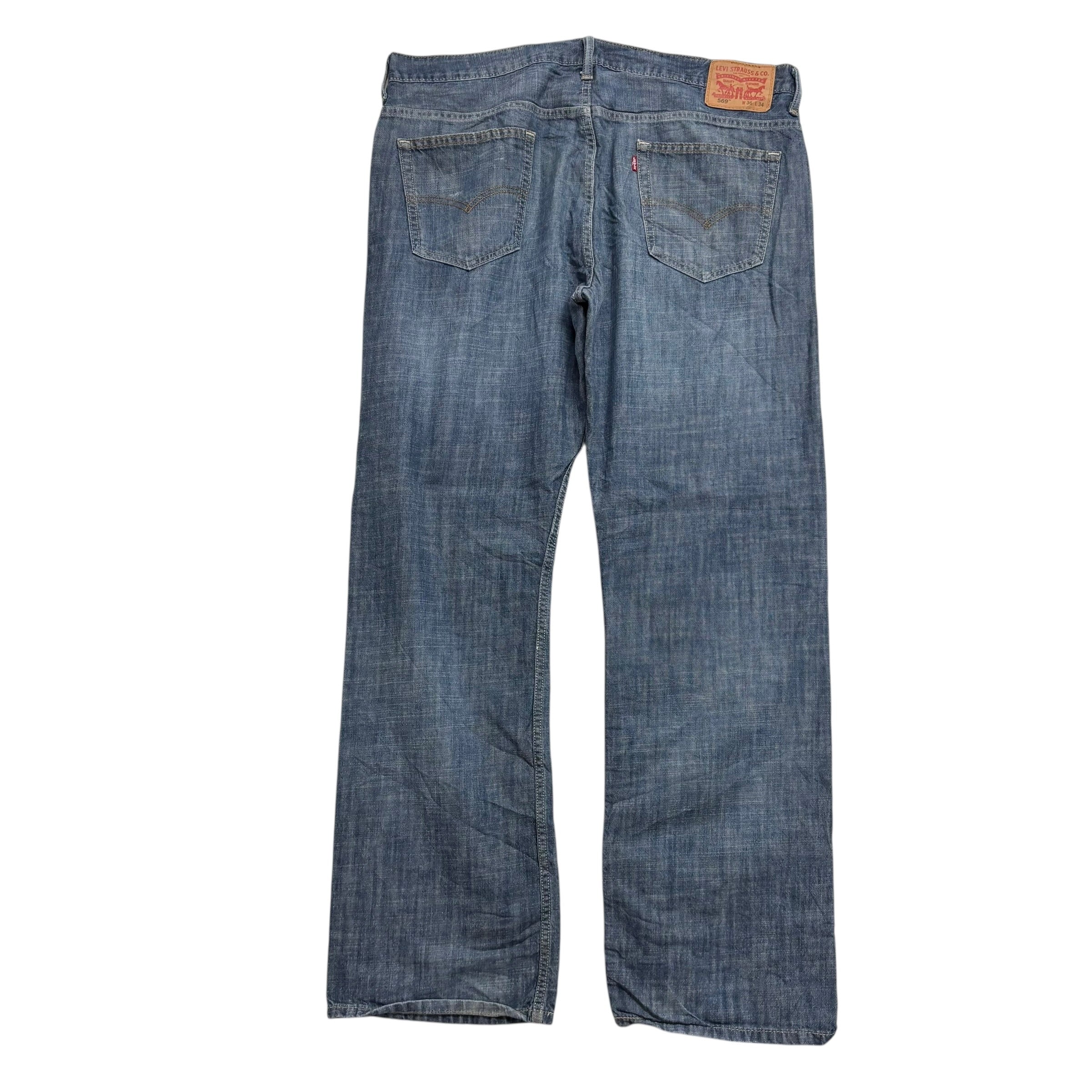 Levis 569 Jeans W38 L34 Mens Silver Blue Baggy Relaxed Straight Fit Denim