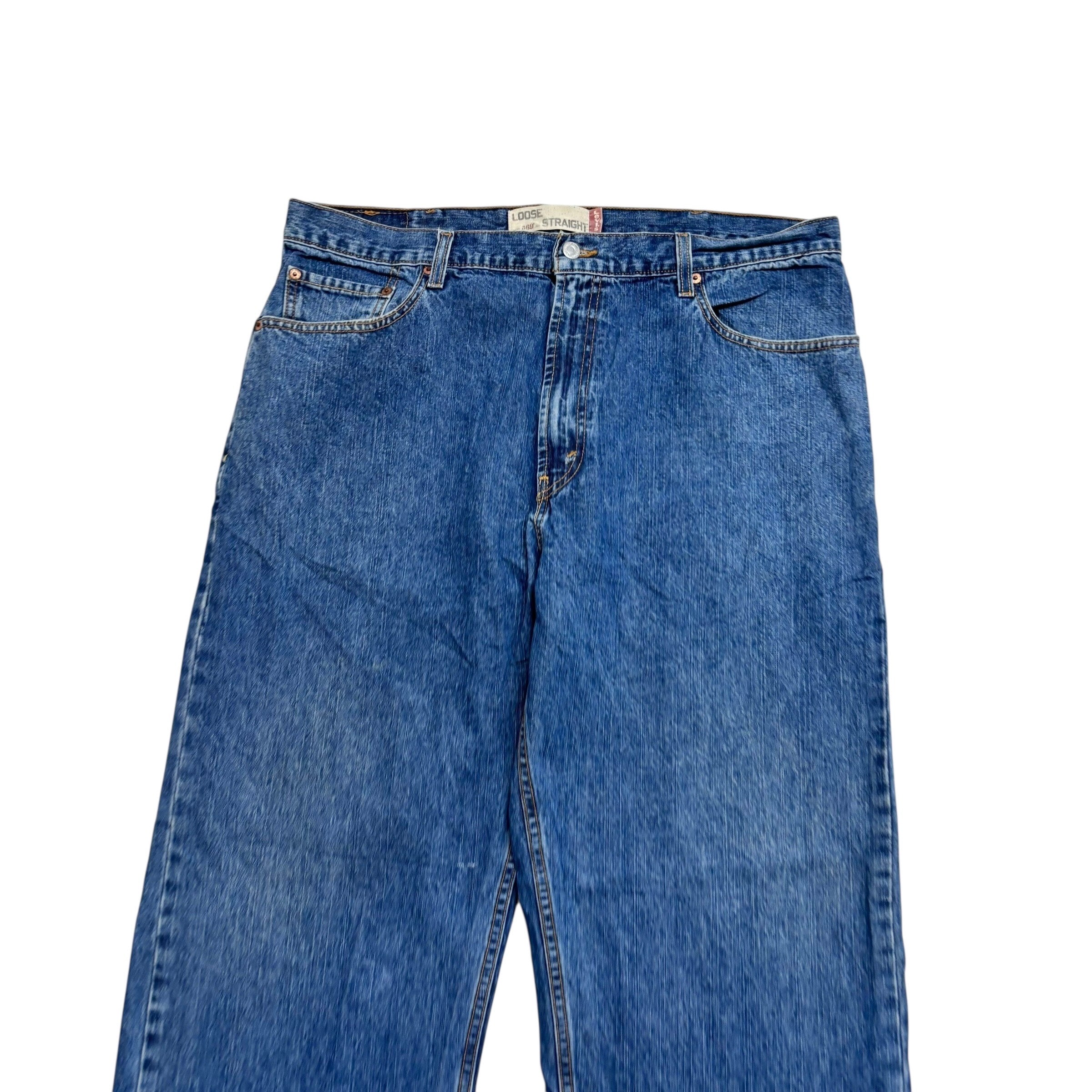 Levis 569 Jeans W38 L34 Mens Mid Blue Baggy Relaxed Straight Fit Vintage Denim