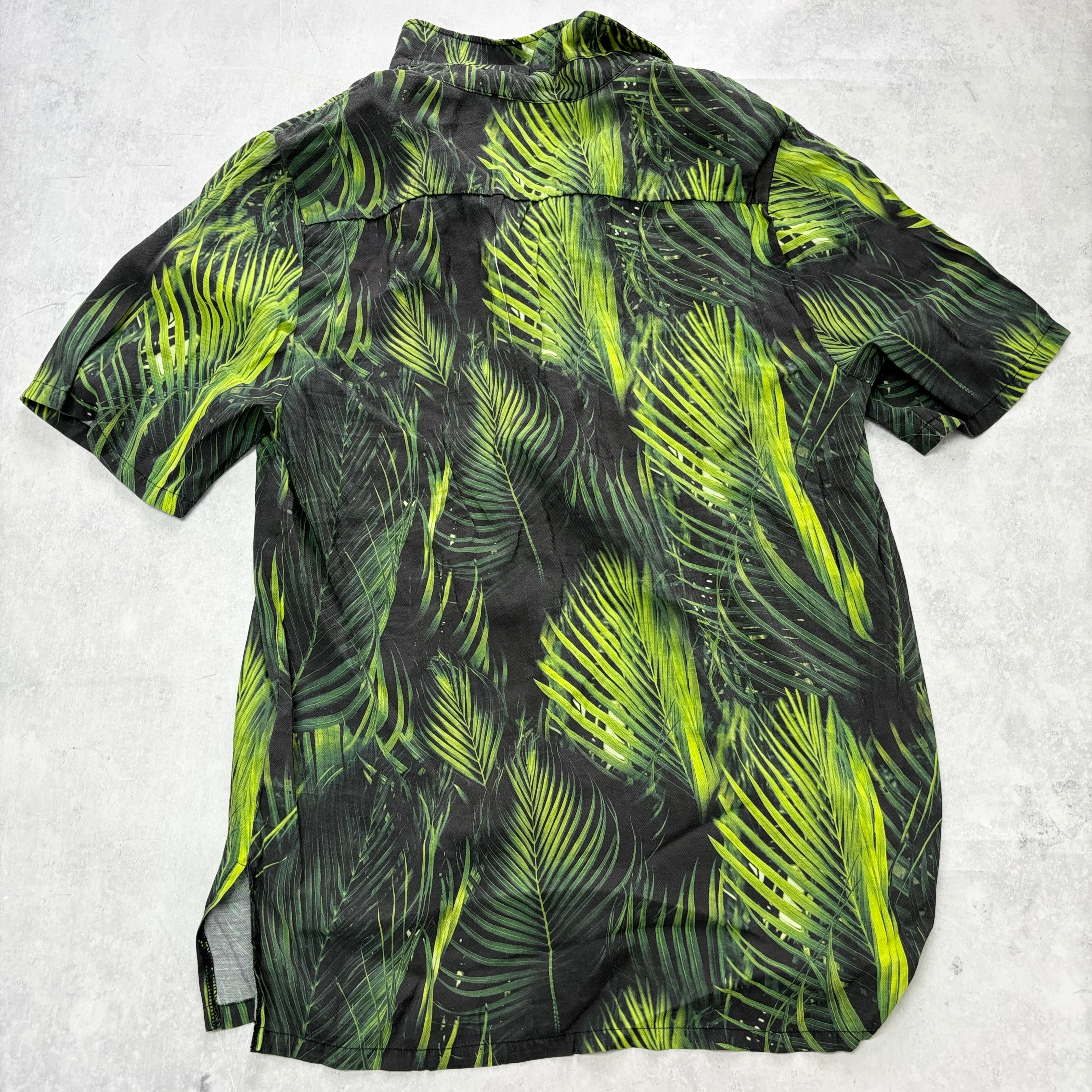 Hawaiian Shirt Mens Large Green Floral Aloha Short Sleeve Cotton