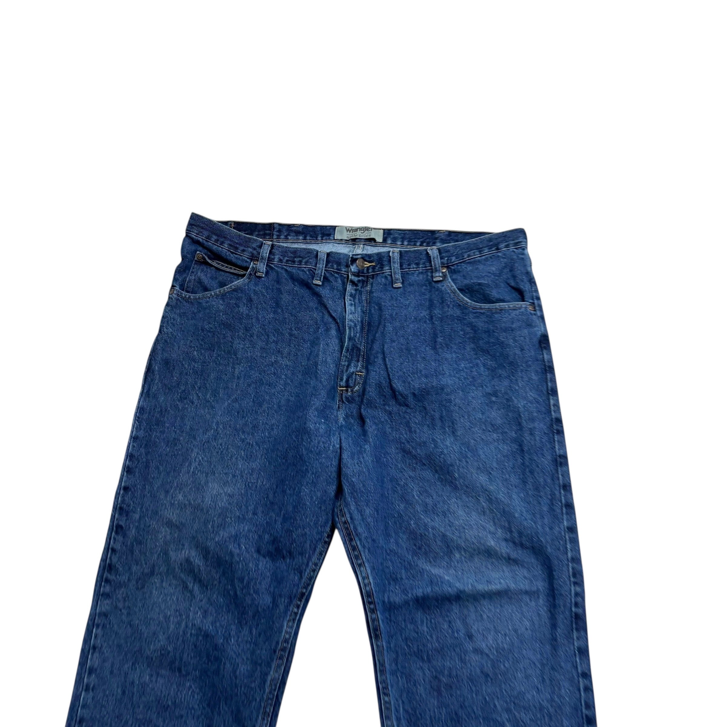 Wrangler Jeans W44 L32 Mens Mid Blue Relaxed Straight Fit Denim (E)