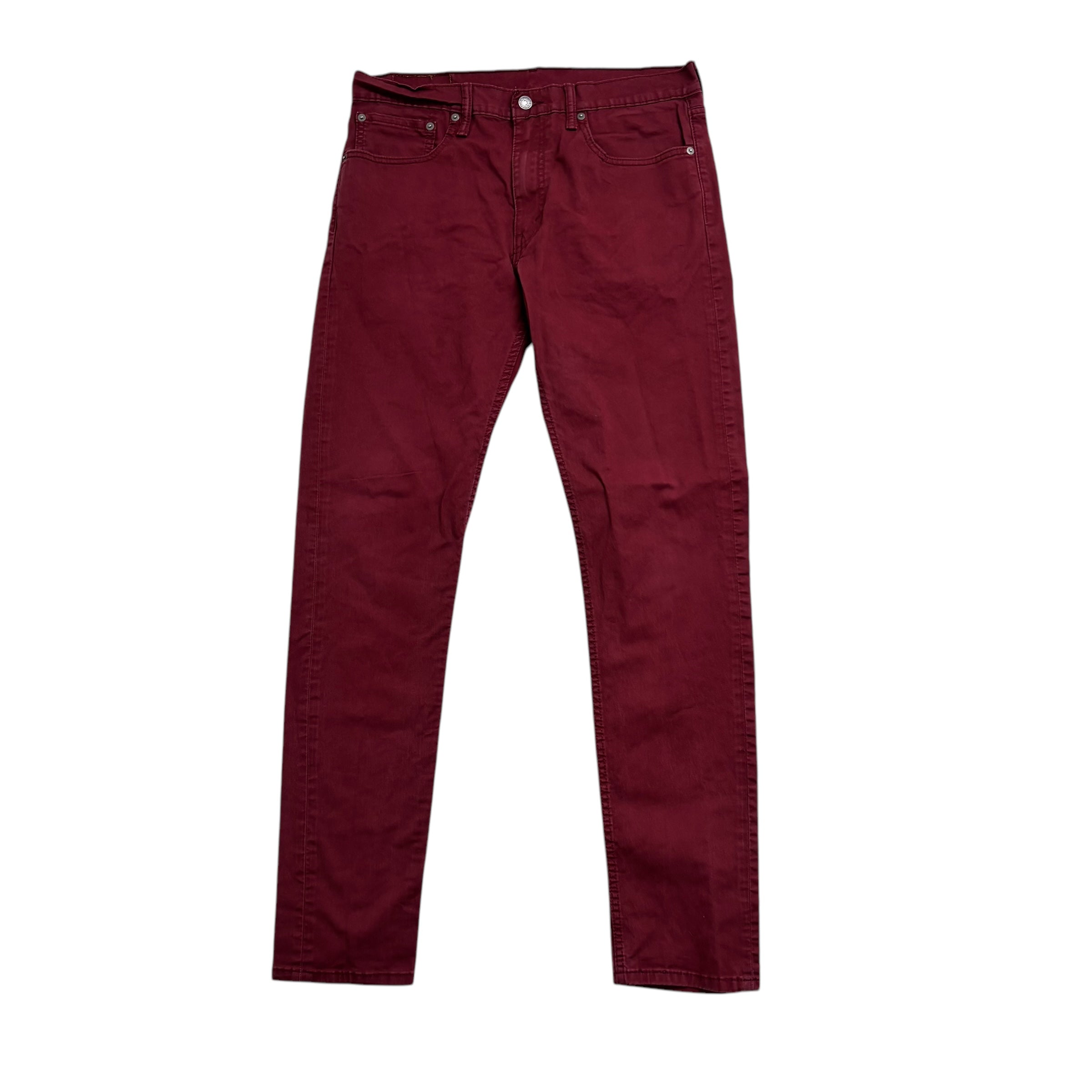 Levis 512 Trousers W34 L33 Mens Red Slim Tapered Fit Stretch Cotton Pants