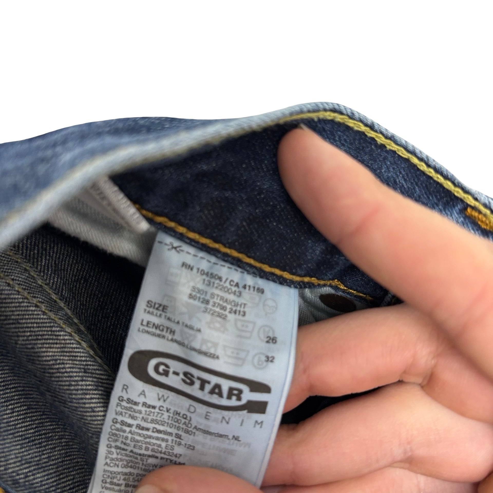 G Star Raw 3301 Straight Jeans W26 L31 Mens Mid Blue Regular Fit Denim