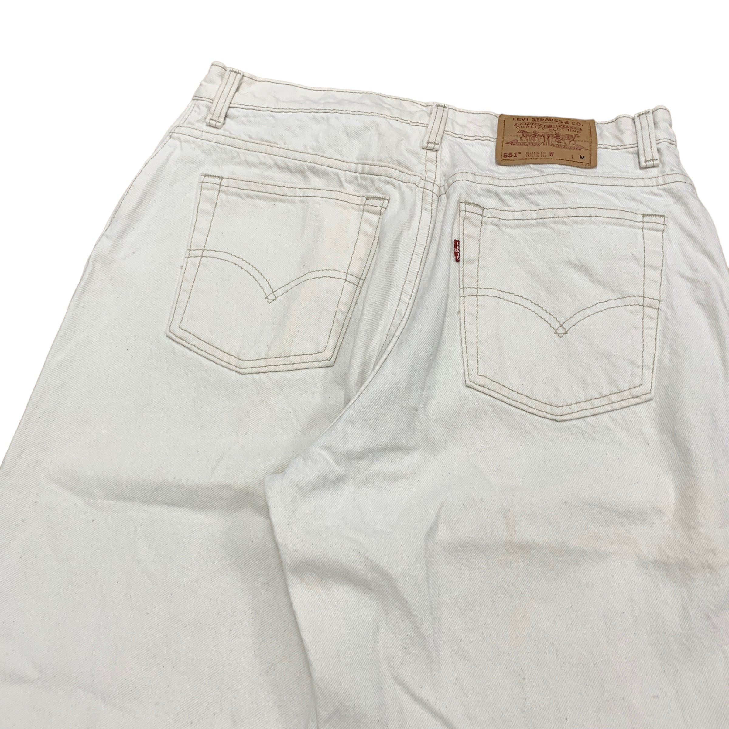 Levis 551 Jeans Womens W34 L32 UK16 Vintage Made In USA White Relaxed Tapered Fit