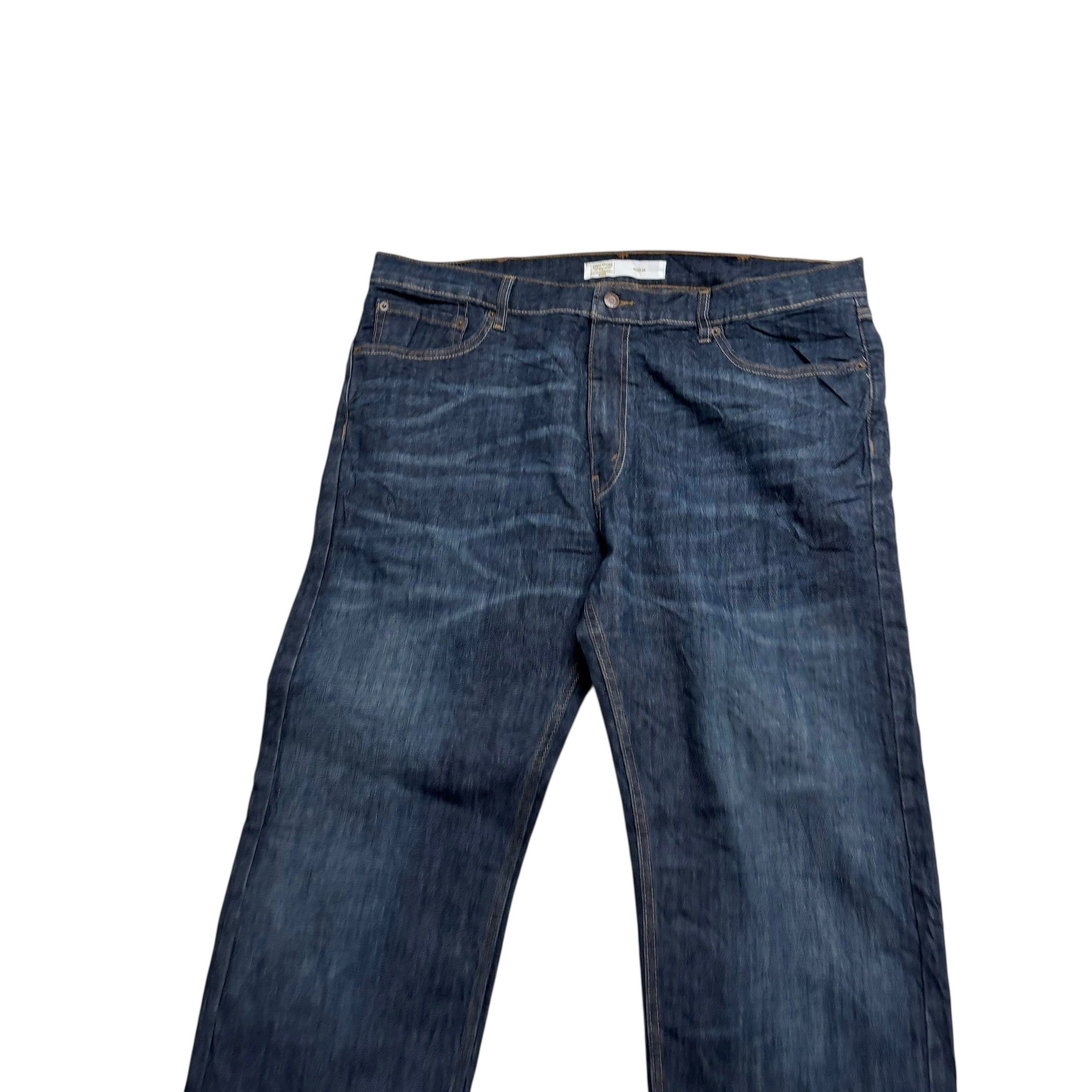 Levis Signature Jeans W40 L30 Mens Dark Blue Regular Straight Stretch Denim (E)