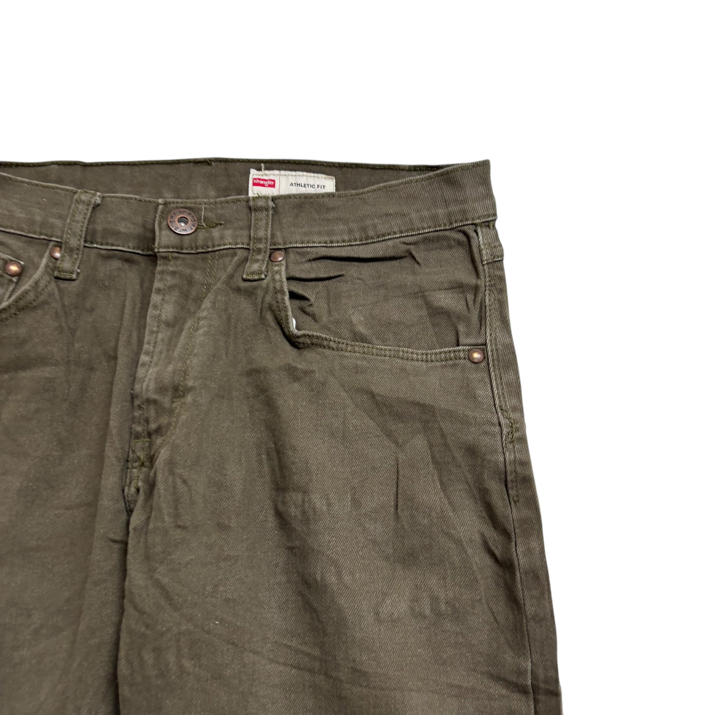 Wrangler Jeans W30 L30 Mens Green Athletic Tapered Fit Stretch Denim