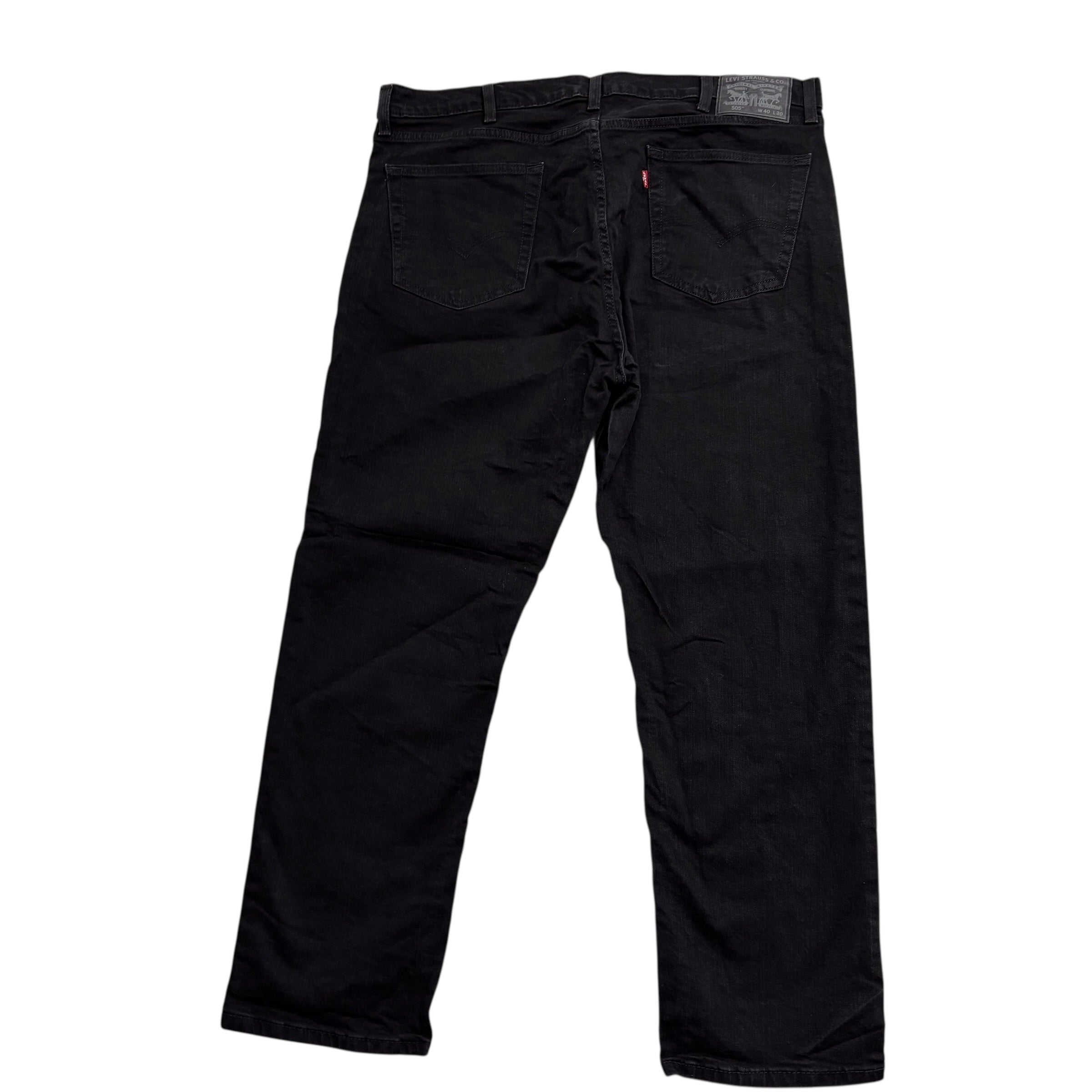 Levis 505 Jeans W40 L30 Mens Black Regular Straight Fit Stretch Denim (E)