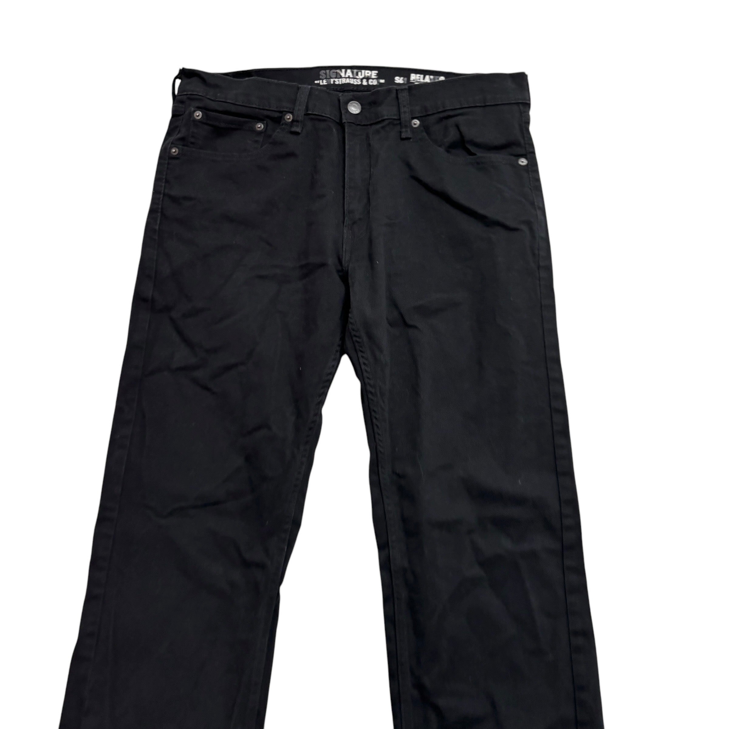 Levis Signature Jeans W34 L34 Mens Black Relaxed Straight Fit Stretch Denim (E)