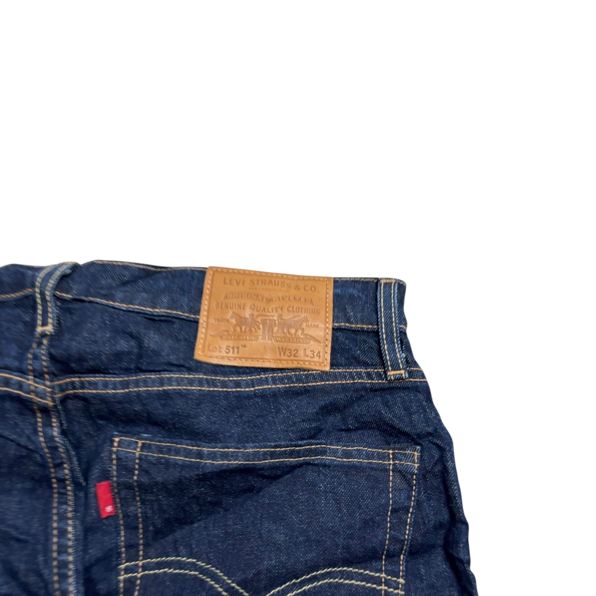 Levis 511 Jeans W32 L34 Mens Dark Blue Slim Fit Stretch Premium Denim (E)