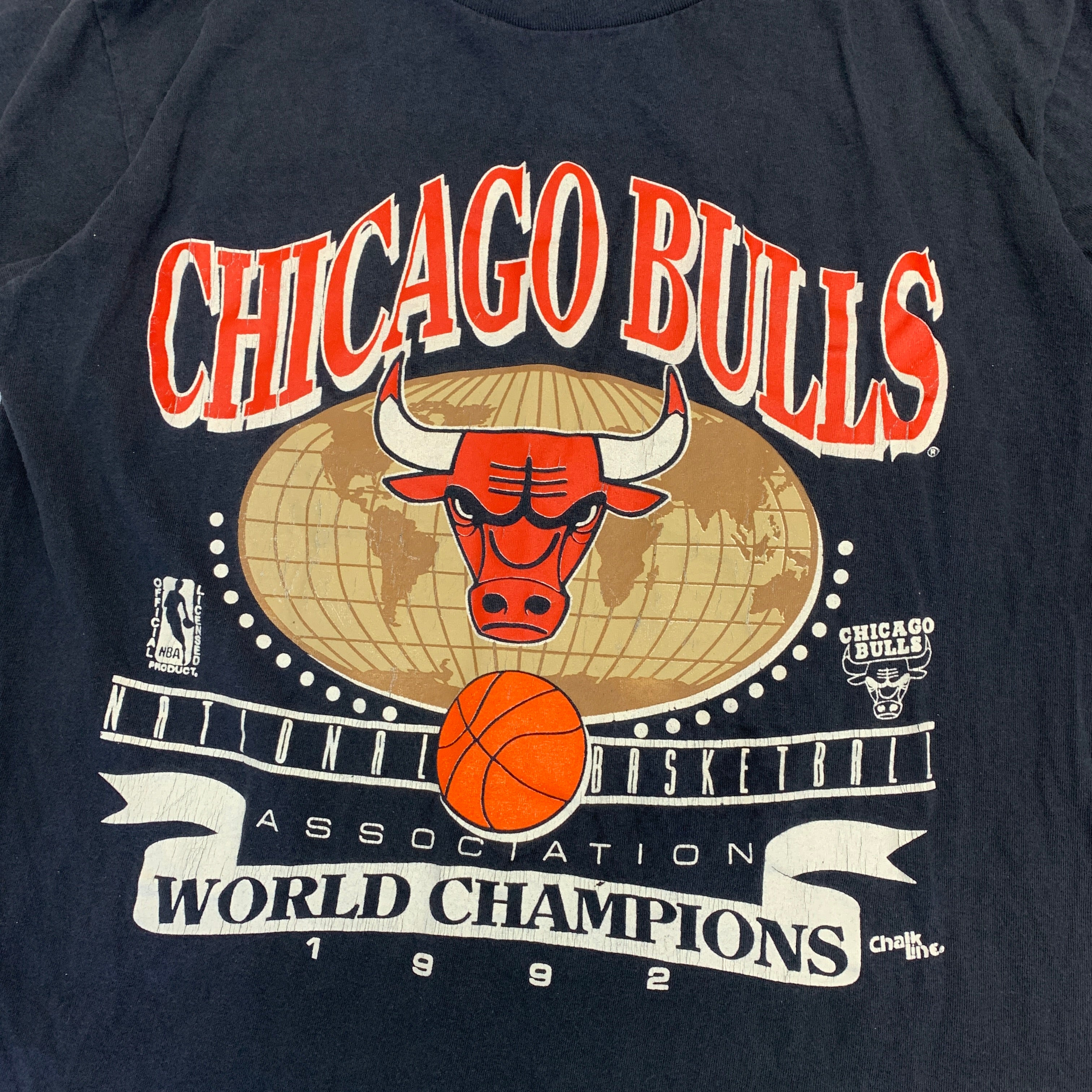 Vintage Chicago Bulls T Shirt Mens Small Navy Single Stitch Graphic Print 90s NBA