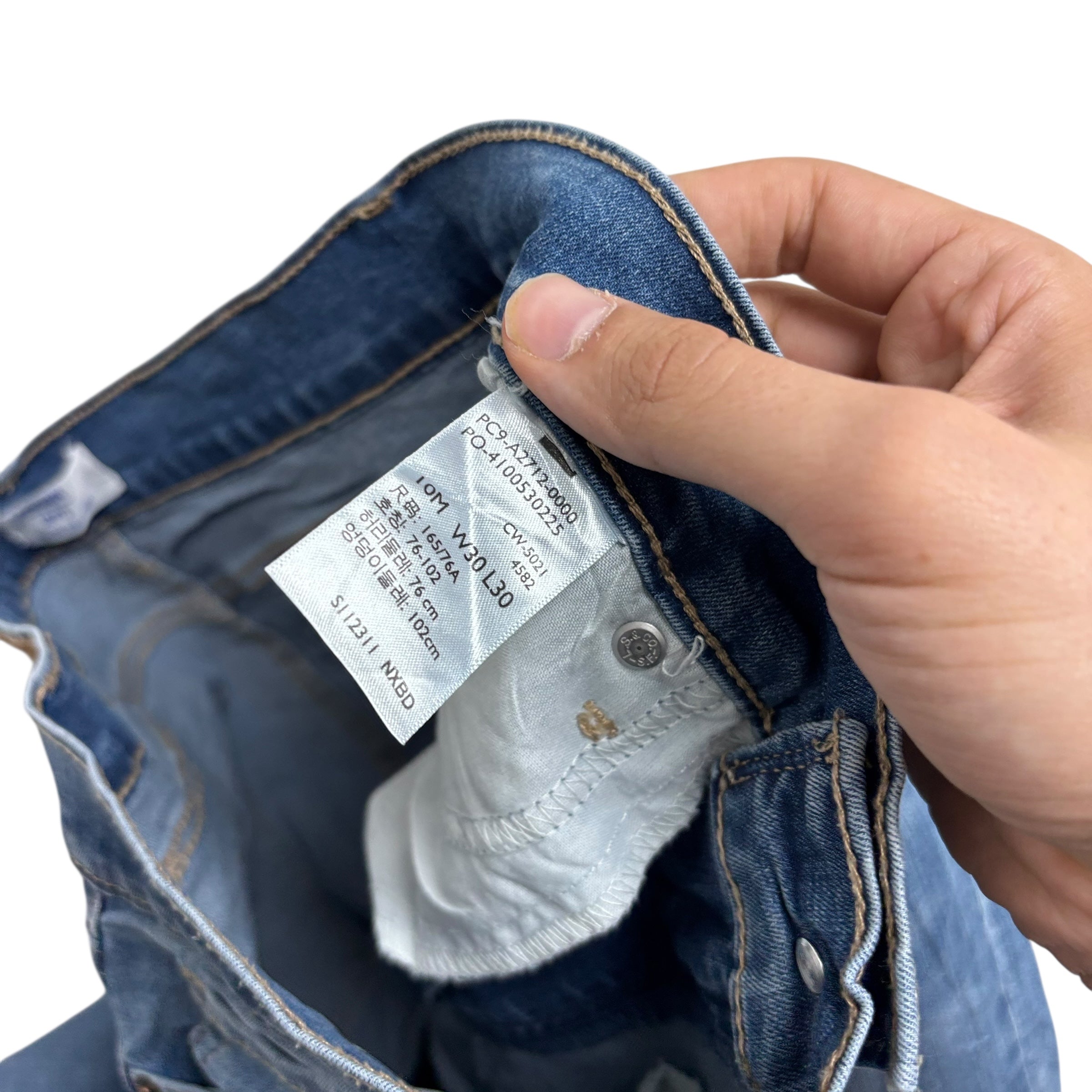 Levis Denizen Jeans W30 L28 Womens High Rise Straight Mid Blue Stretch Denim (E)