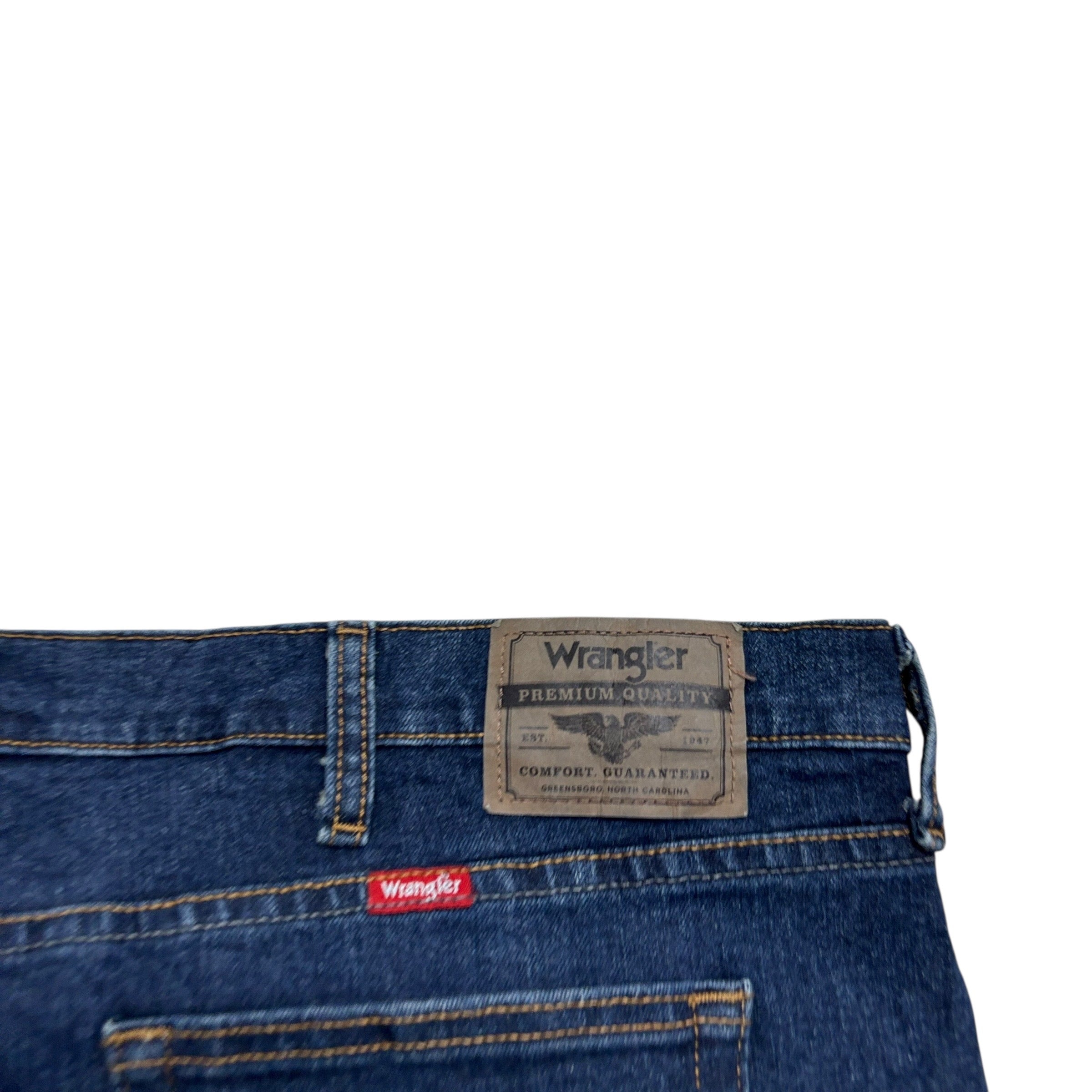 Wrangler Jeans W42 L32 Mens Dark Blue Relaxed Straight Fit Stretch Denim (E)