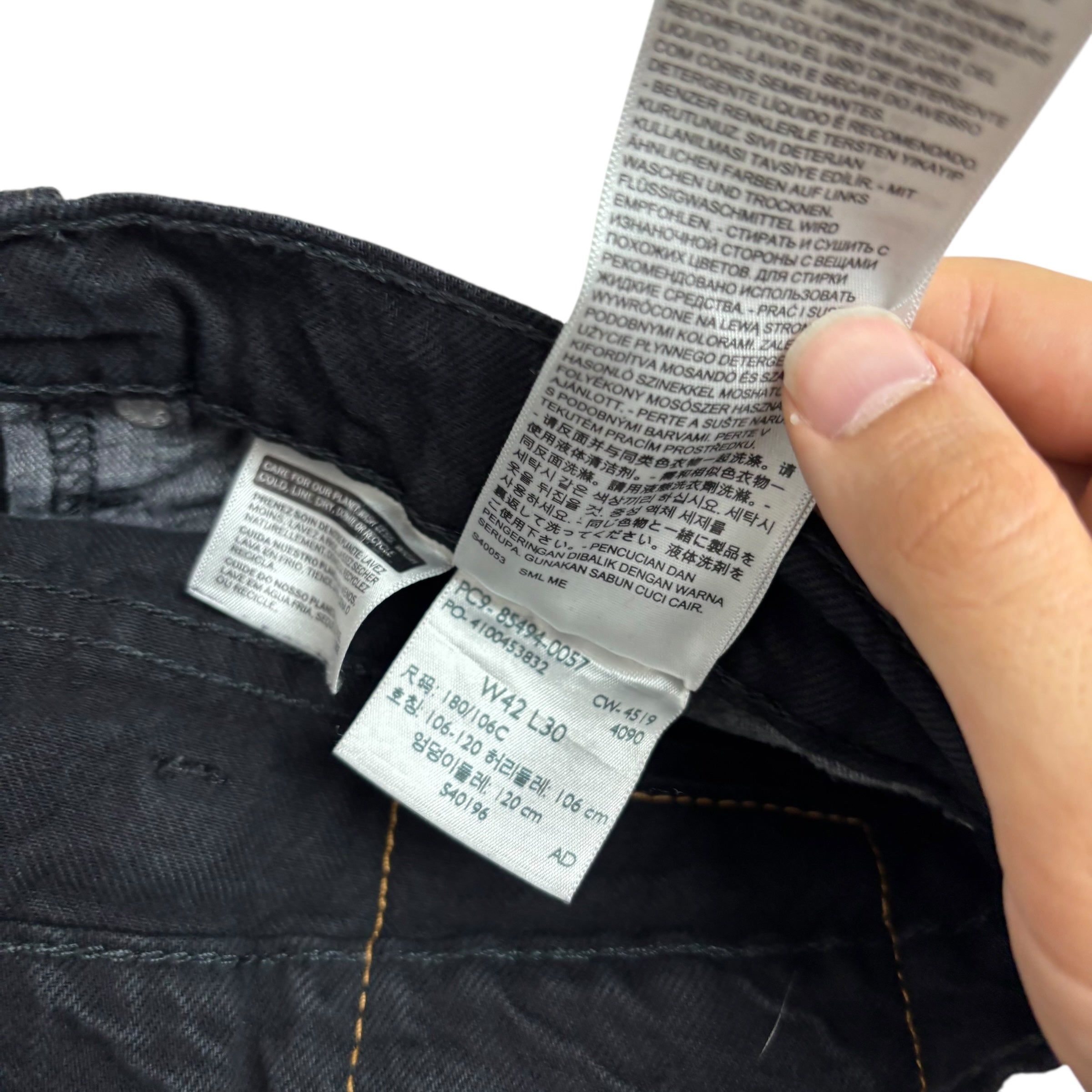 Levis 531 Jeans W42 L30 Mens Black Athletic Slim Stretch Distressed Denim (E)