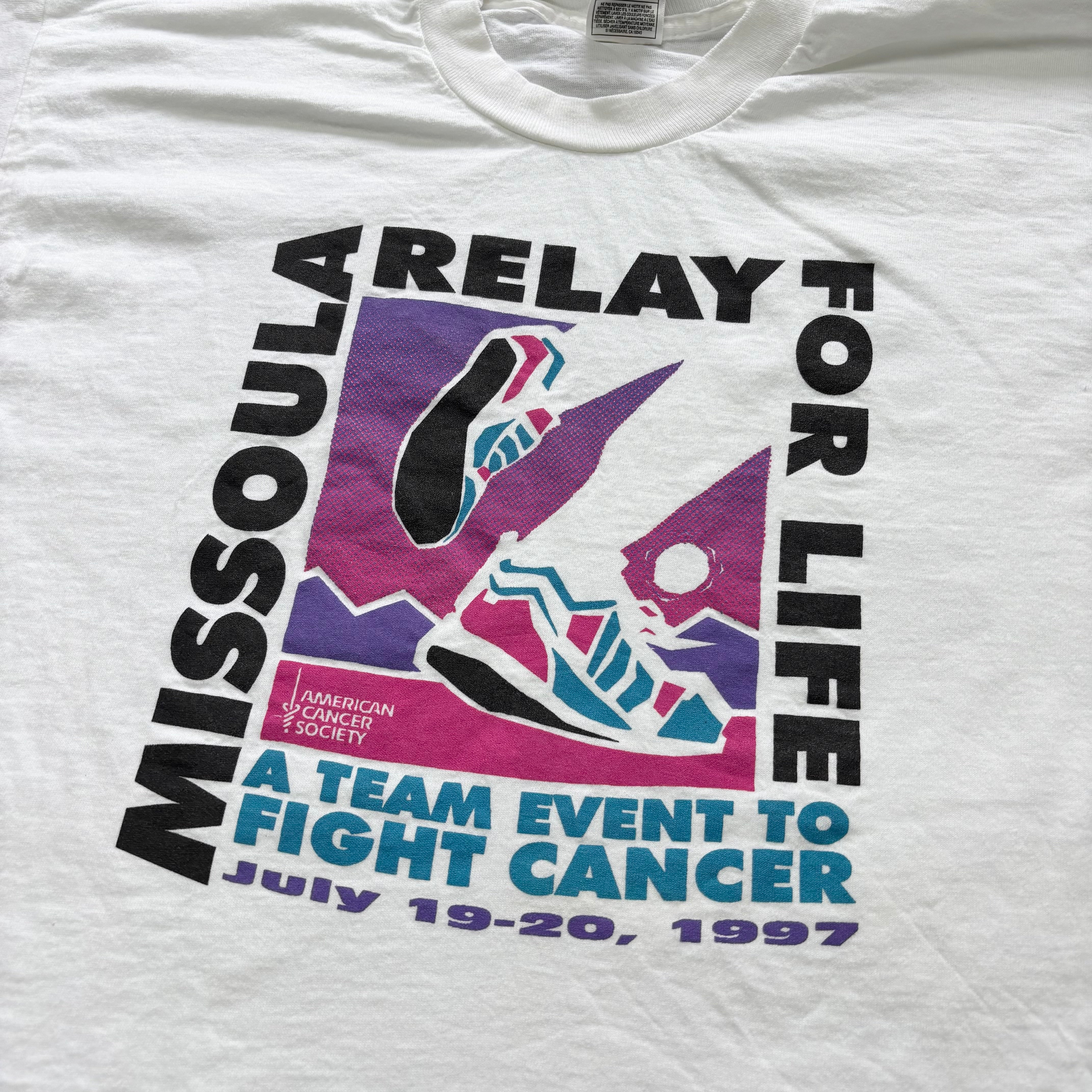 Vintage T Shirt Mens XL White Single Stitch Graphic Print 90s USA Run Race (E)