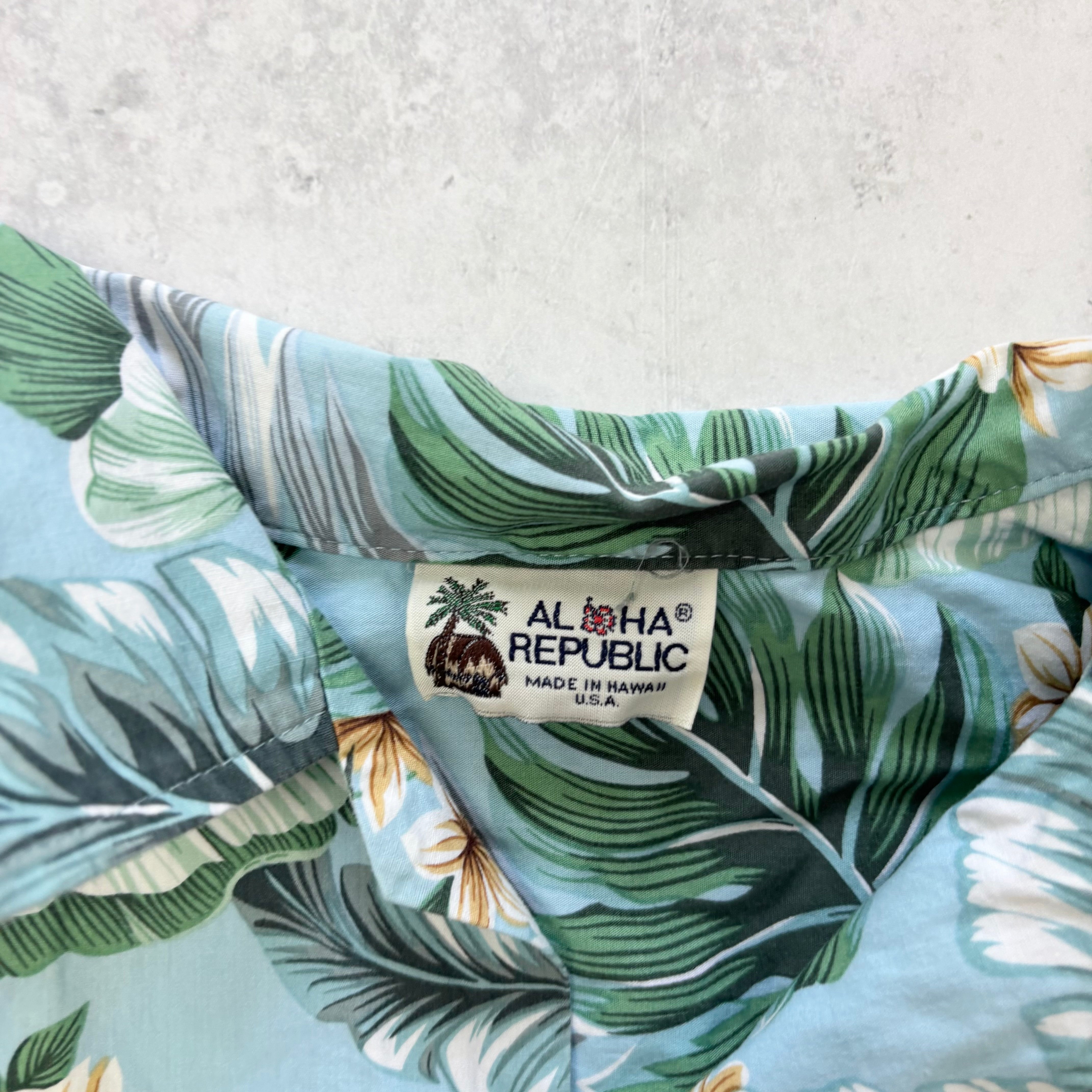 Vintage Hawaiian Shirt Mens XL Blue Floral Aloha Short Sleeve Cotton (E)