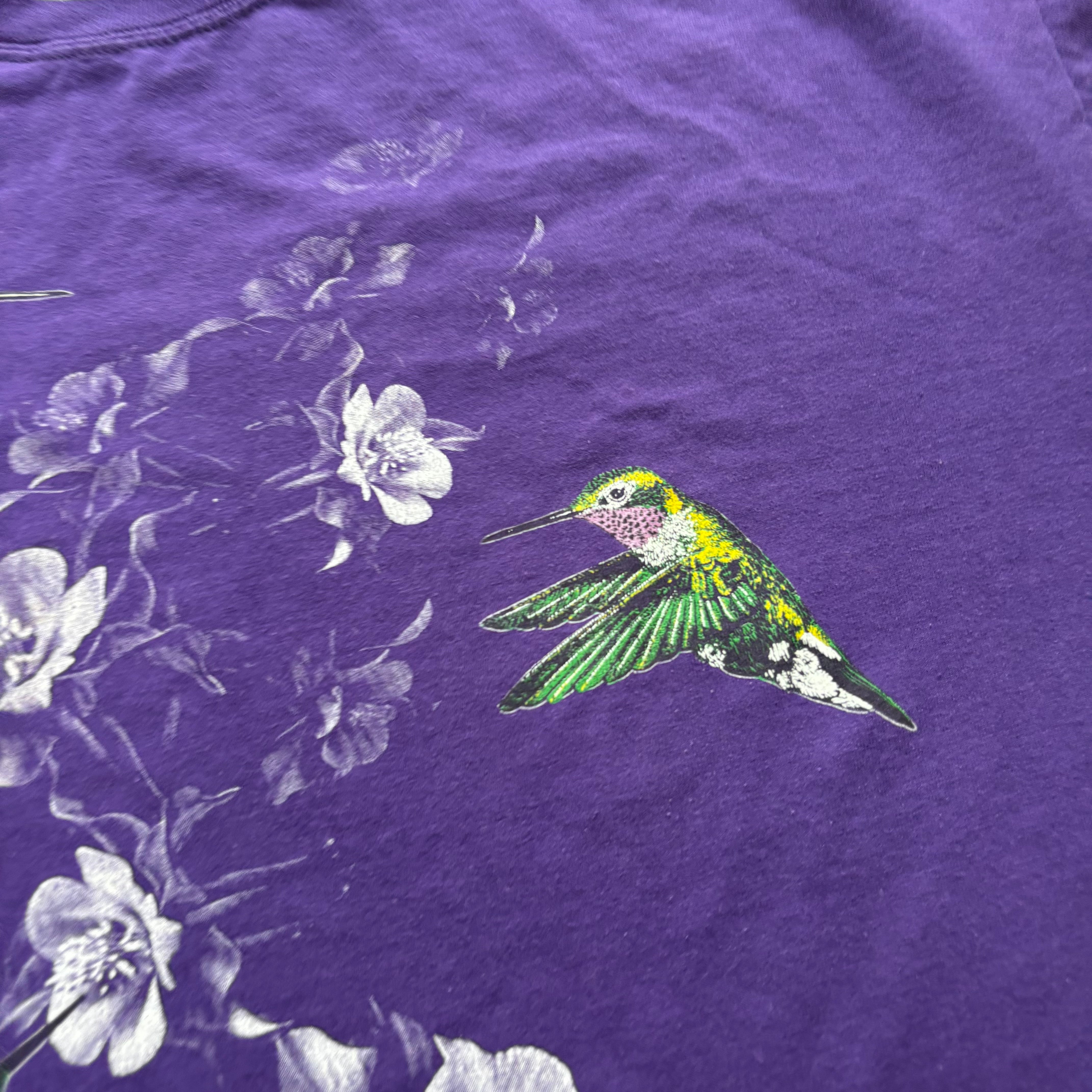 Vintage T Shirt Mens XL Purple Graphic Print 90s Birds Cottagecore (E)
