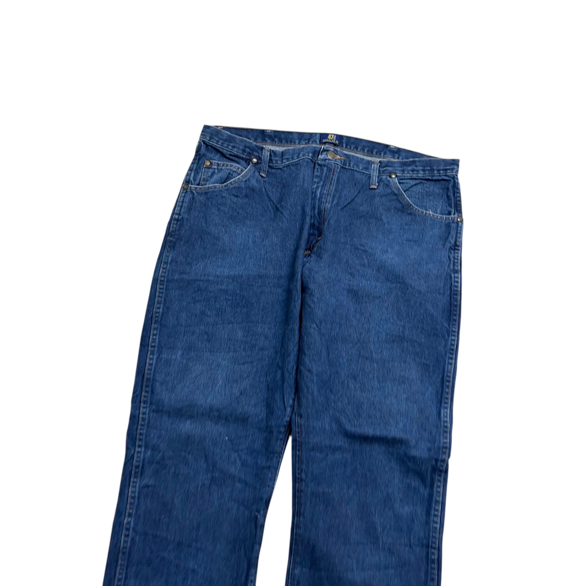 Wrangler Jeans Cowboy Cut W40 L32 Mens Mid Blue 47MWZ Regular Fit Denim (E)