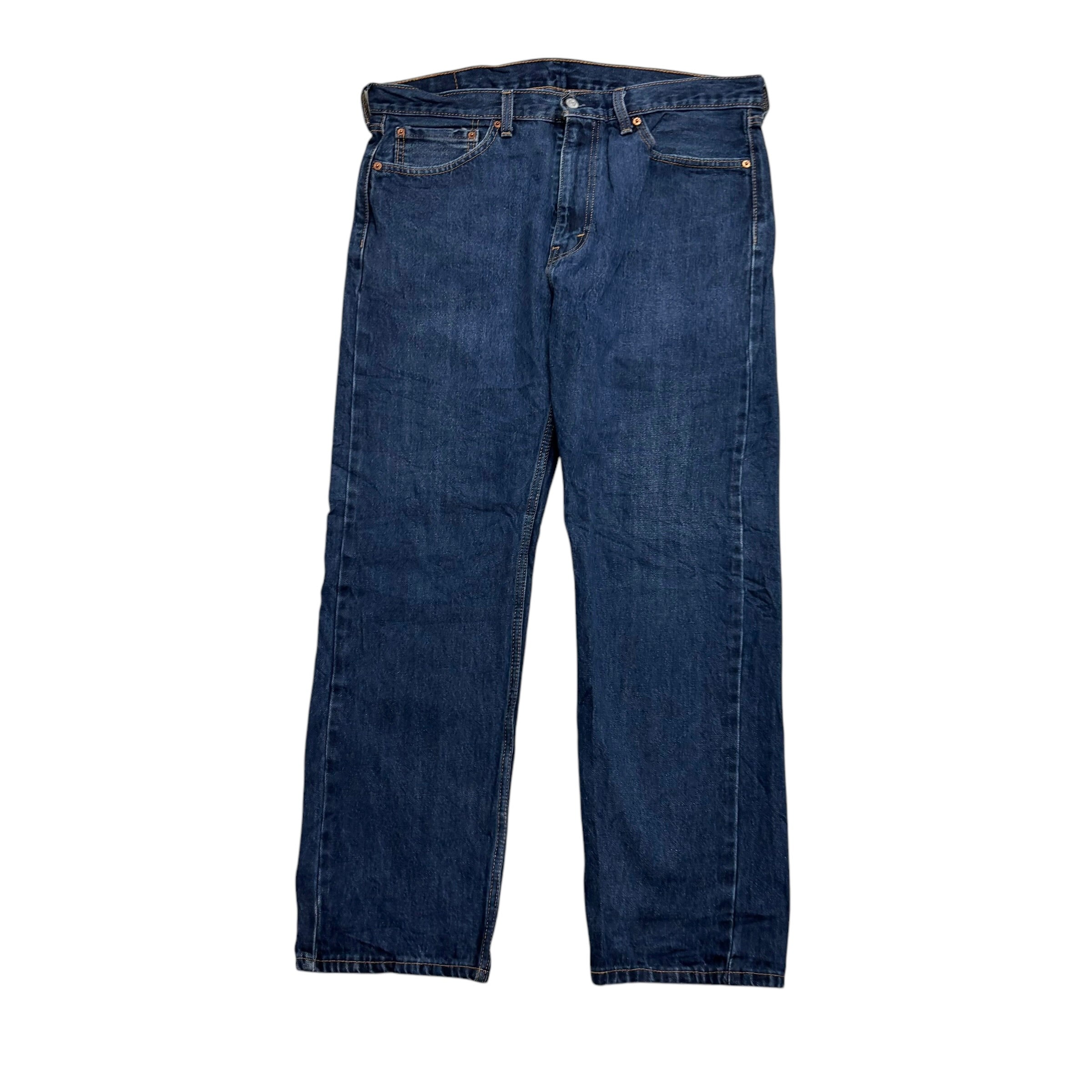 Levis 505 Jeans W36 L30 Mens Dark Blue Regular Straight Fit Denim (E)