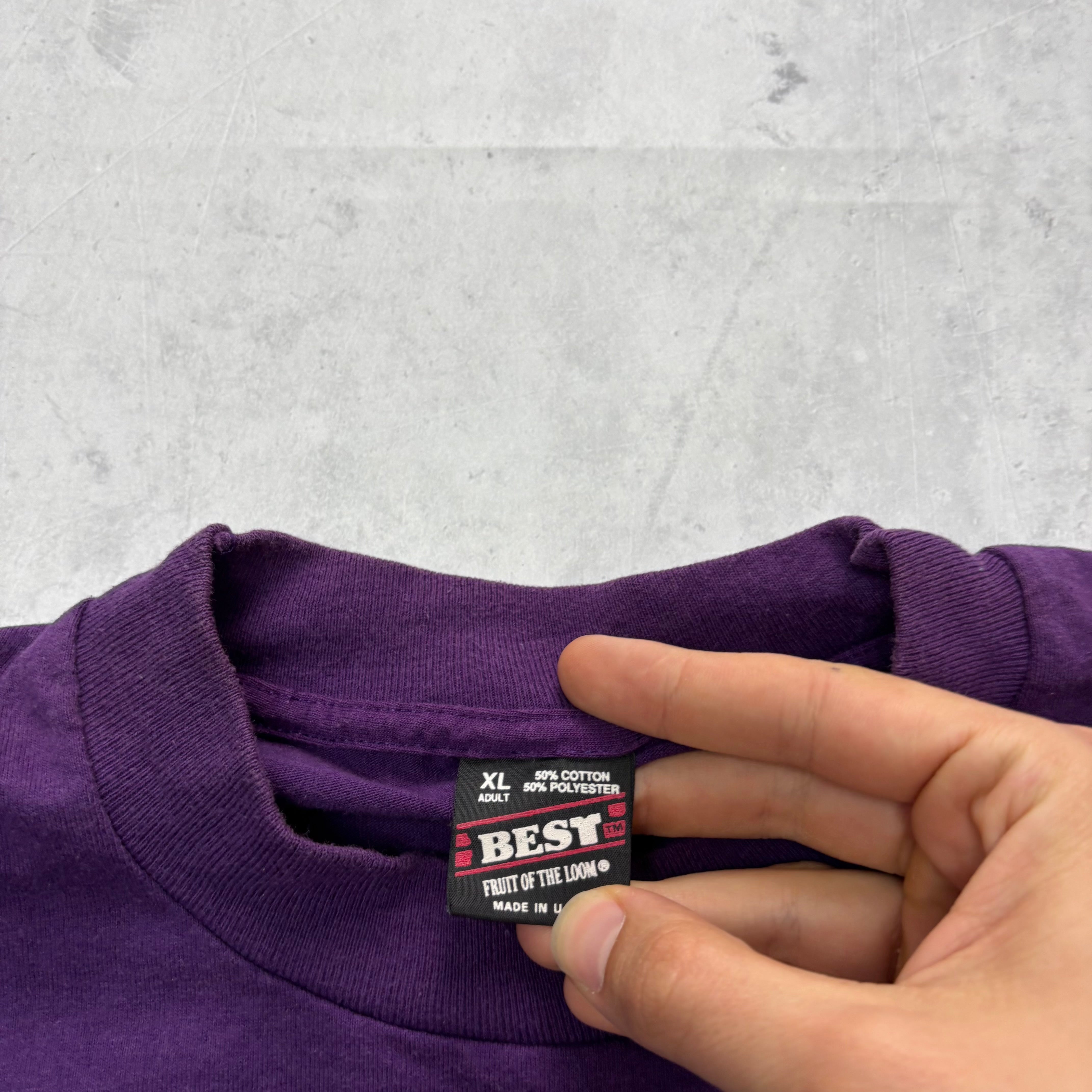 Vintage T Shirt Mens XL Purple Single Stitch Graphic Print 90s USA (E)