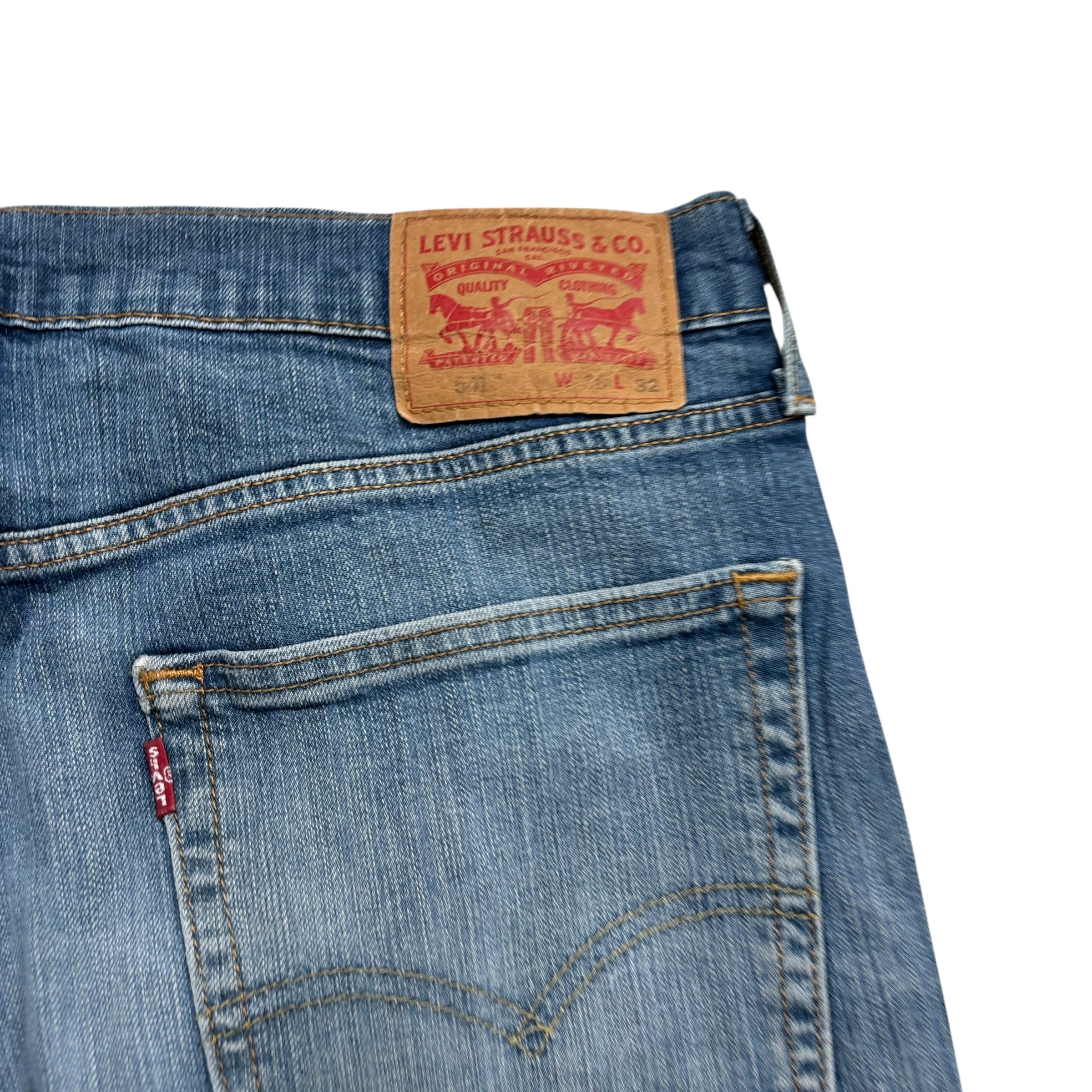 Levis 541 Jeans W36 L31 Mens Mid Blue Athletic Tapered Fit Stretch Denim (F)