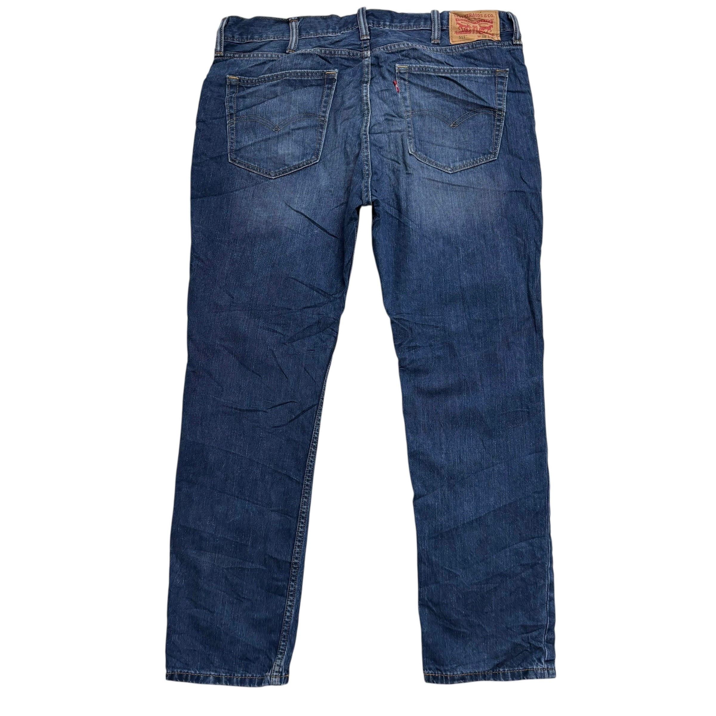 Levis 511 Jeans W38 L30 Mens Dark Blue Slim Fit Denim (E)