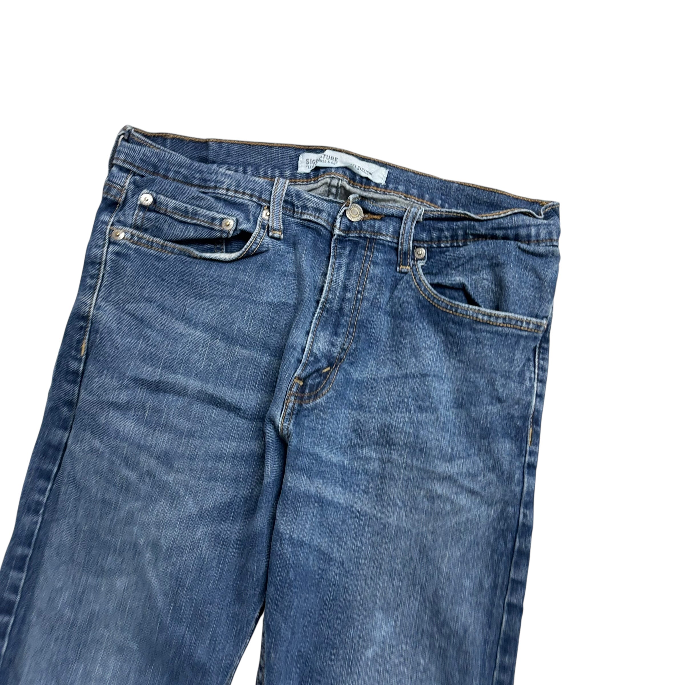Levis Signature Jeans W30 L29 Mens Mid Blue Slim Straight Fit Stretch (E)