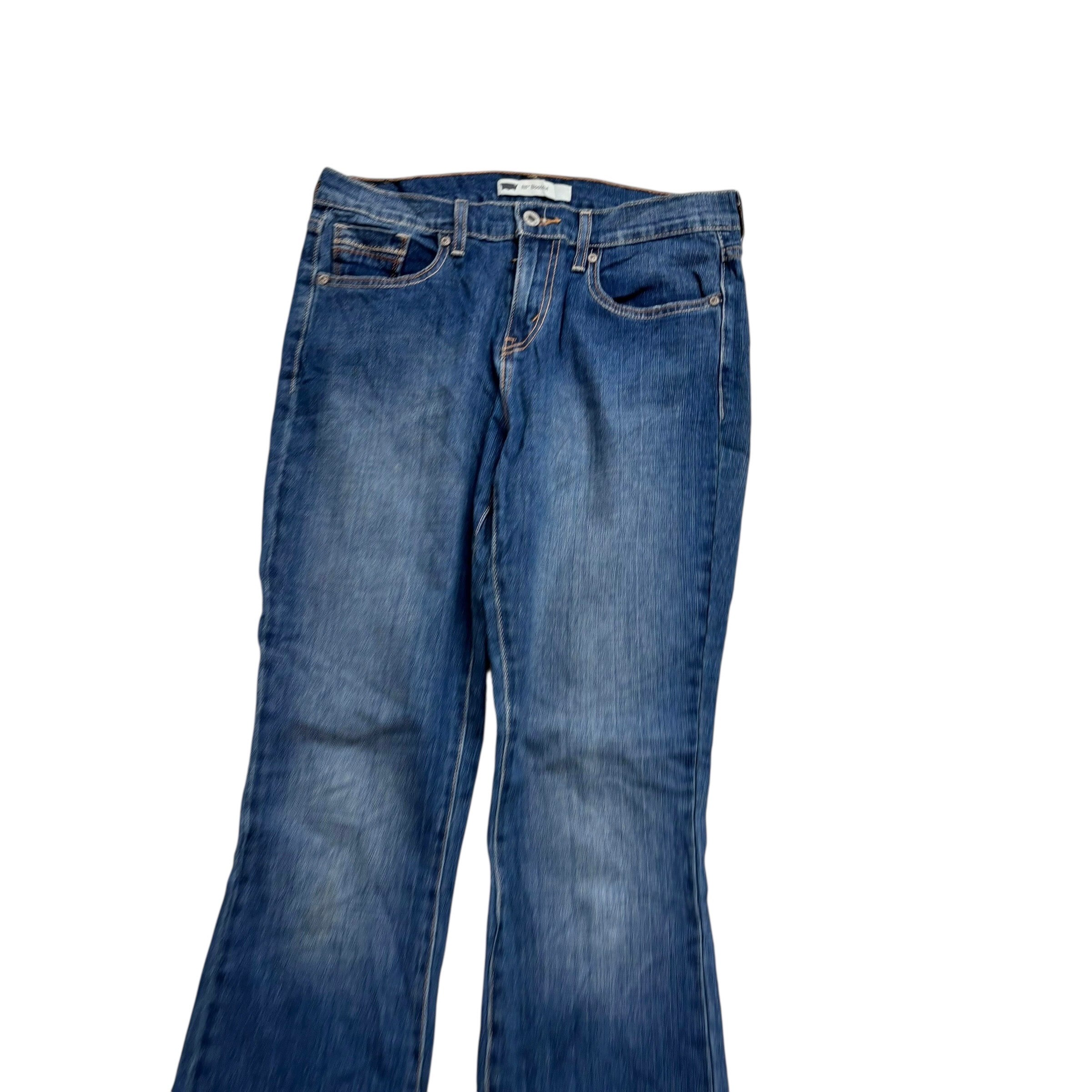 Levis 515 Jeans W29 L32 Womens Regular Bootcut Mid Blue Stretch Denim (E)