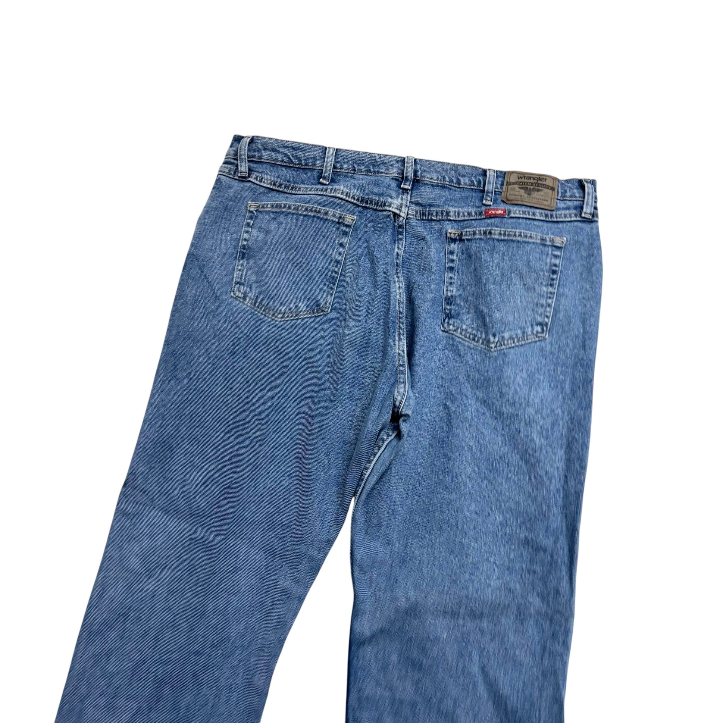 Wrangler Jeans W40 L30 Mens Mid Blue Regular Straight Fit Stretch Denim (E)