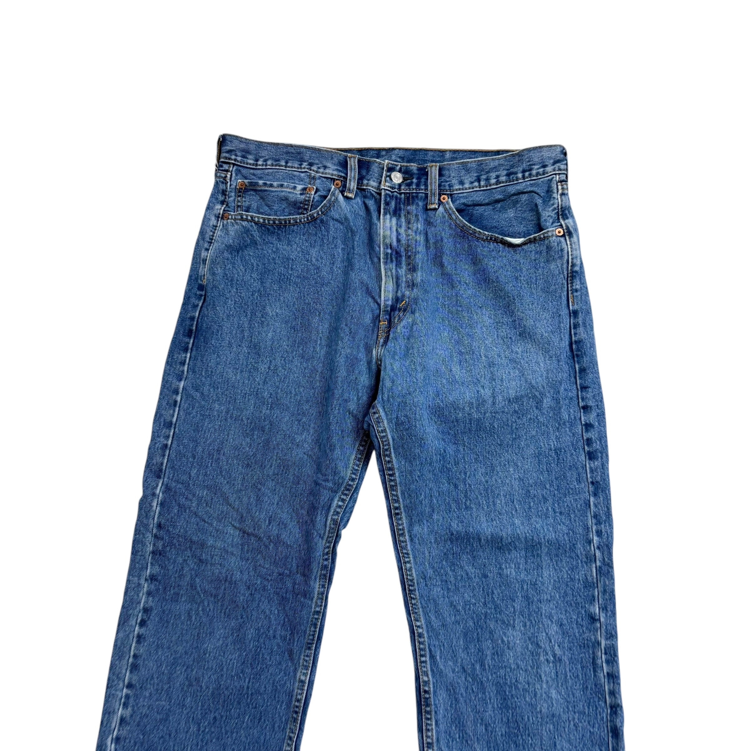 Levis 505 Jeans W36 L30 Mens Mid Blue Regular Straight Fit Denim (E)