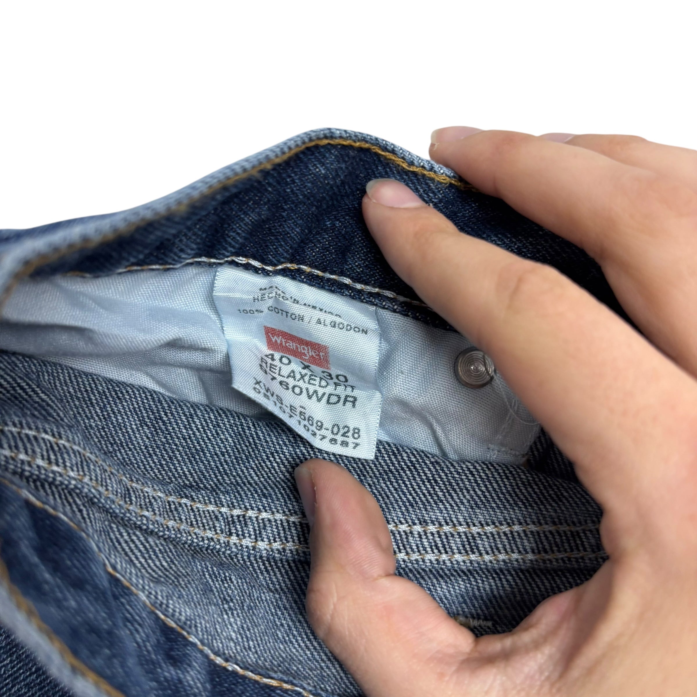 Wrangler Jeans W40 L30 Mens Mid Blue Relaxed Straight Fit Baggy Denim (E)