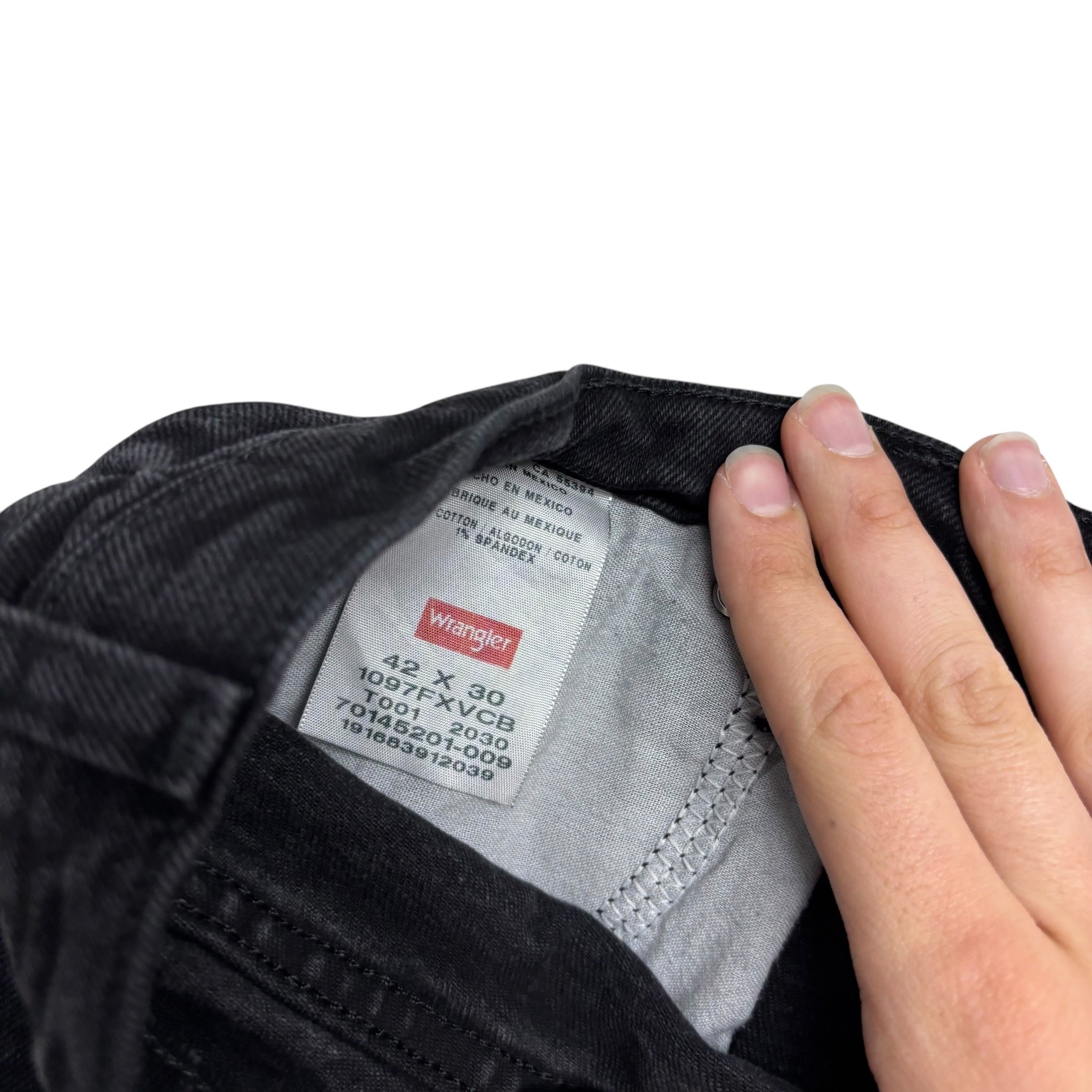 Wrangler Jeans W42 L30 Mens Black Relaxed Straight Fit Stretch Denim (E)