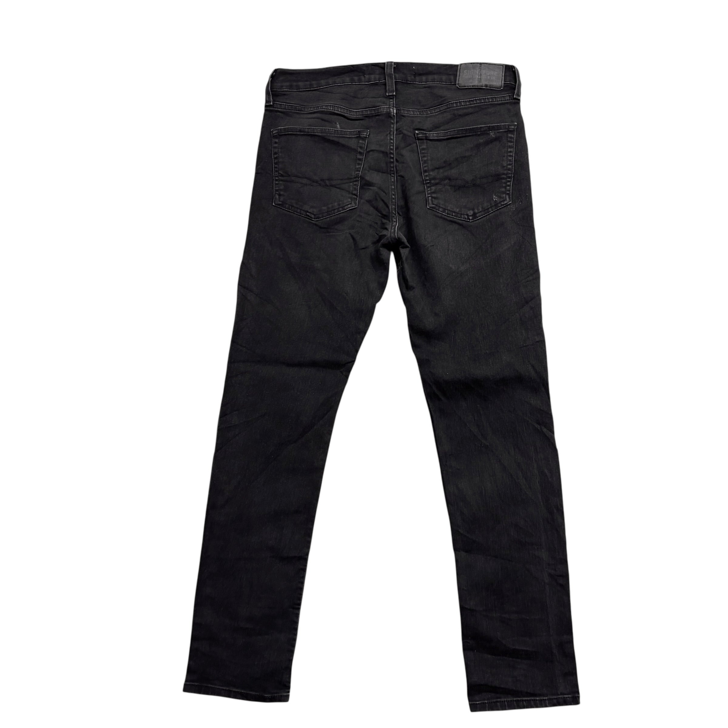 Levis Signature Jeans W32 L30 Mens Black Skinny Fit Stretch Denim