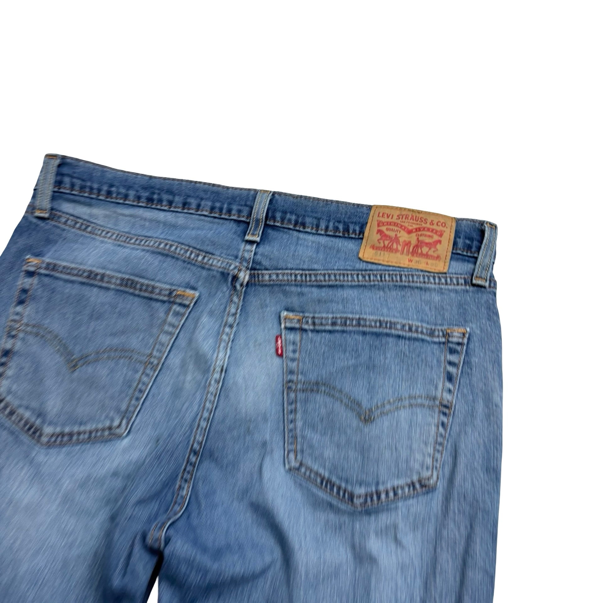 Levis 511 Jeans W34 L29 Mens Mid Blue Slim Fit Stretch Distressed Denim