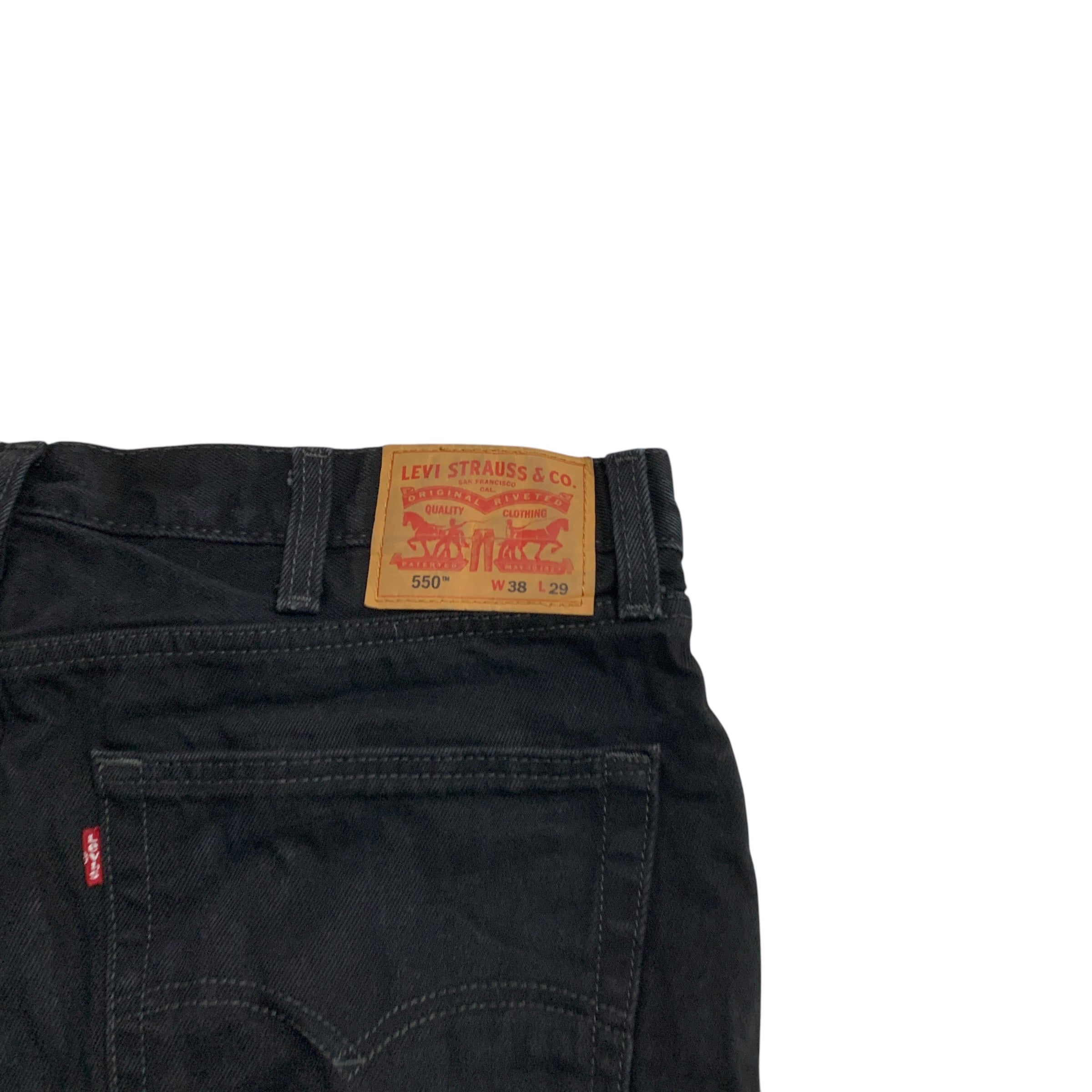 Levis 550 Jeans W38 L29 Mens Black Baggy Relaxed Straight Fit Denim