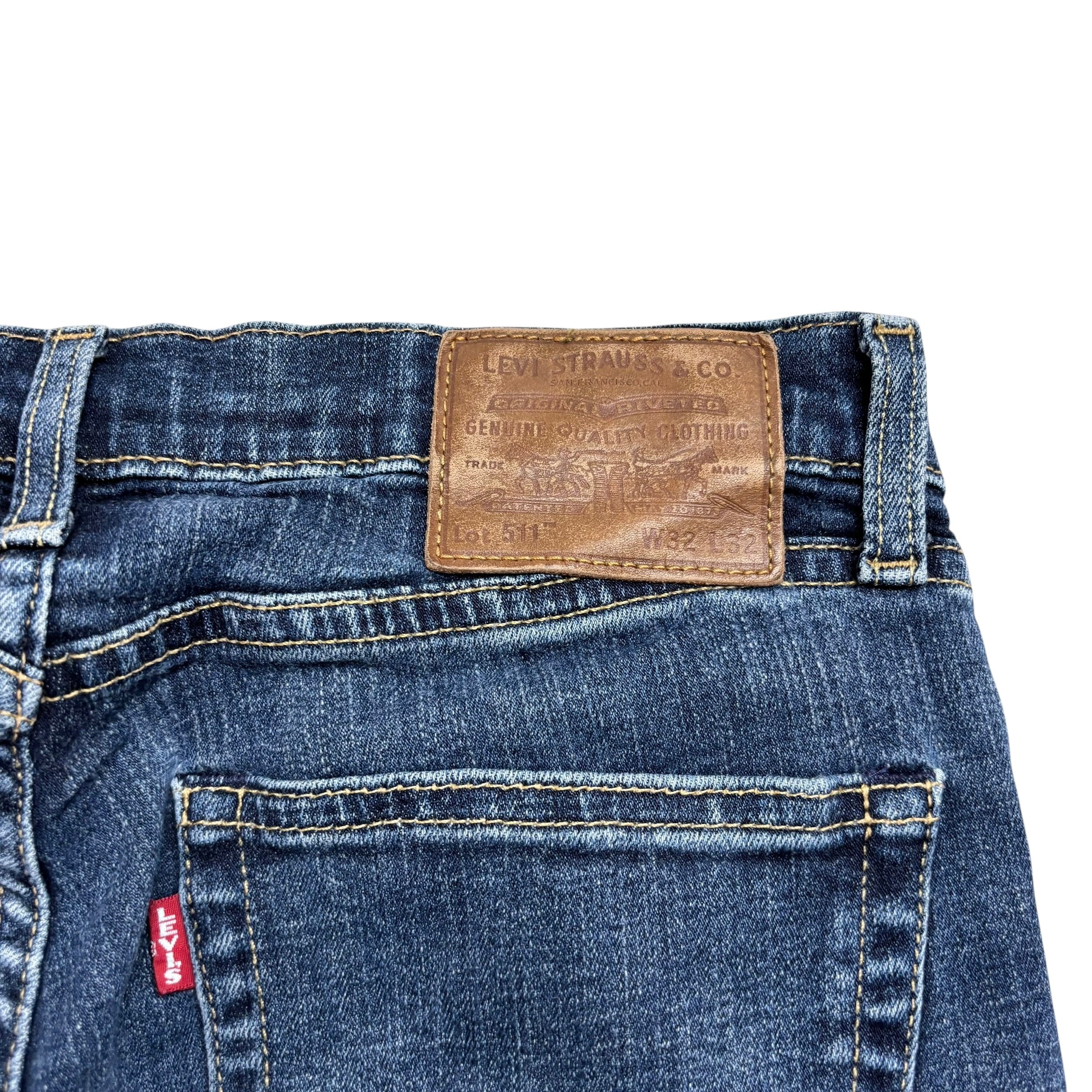 Levis 511 Jeans W30 L31 Mens Dark Blue Slim Fit Stretch Premium Denim (E)