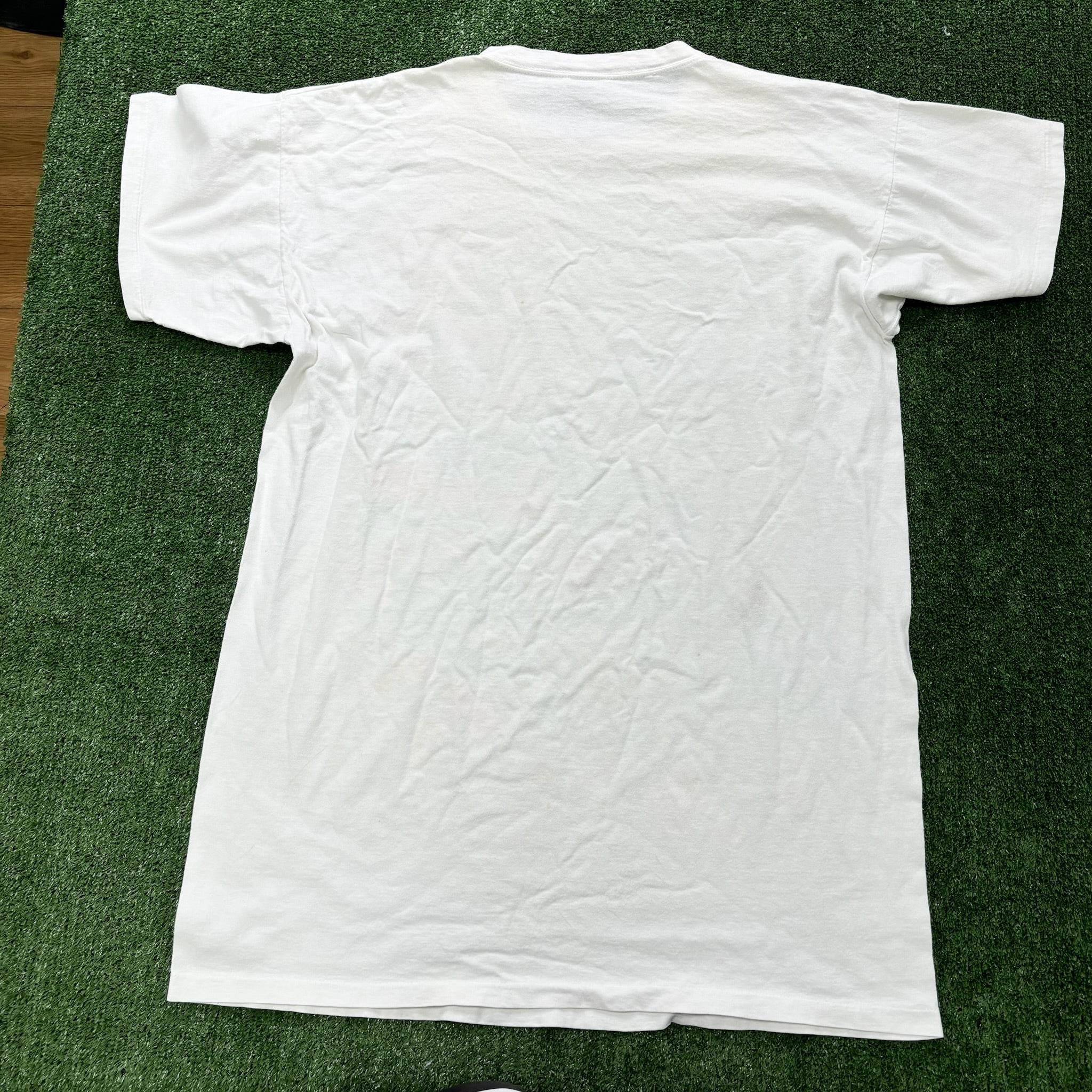 Vintage T Shirt Mens One Size White Single Stitch Graphic Print 90s Flowers